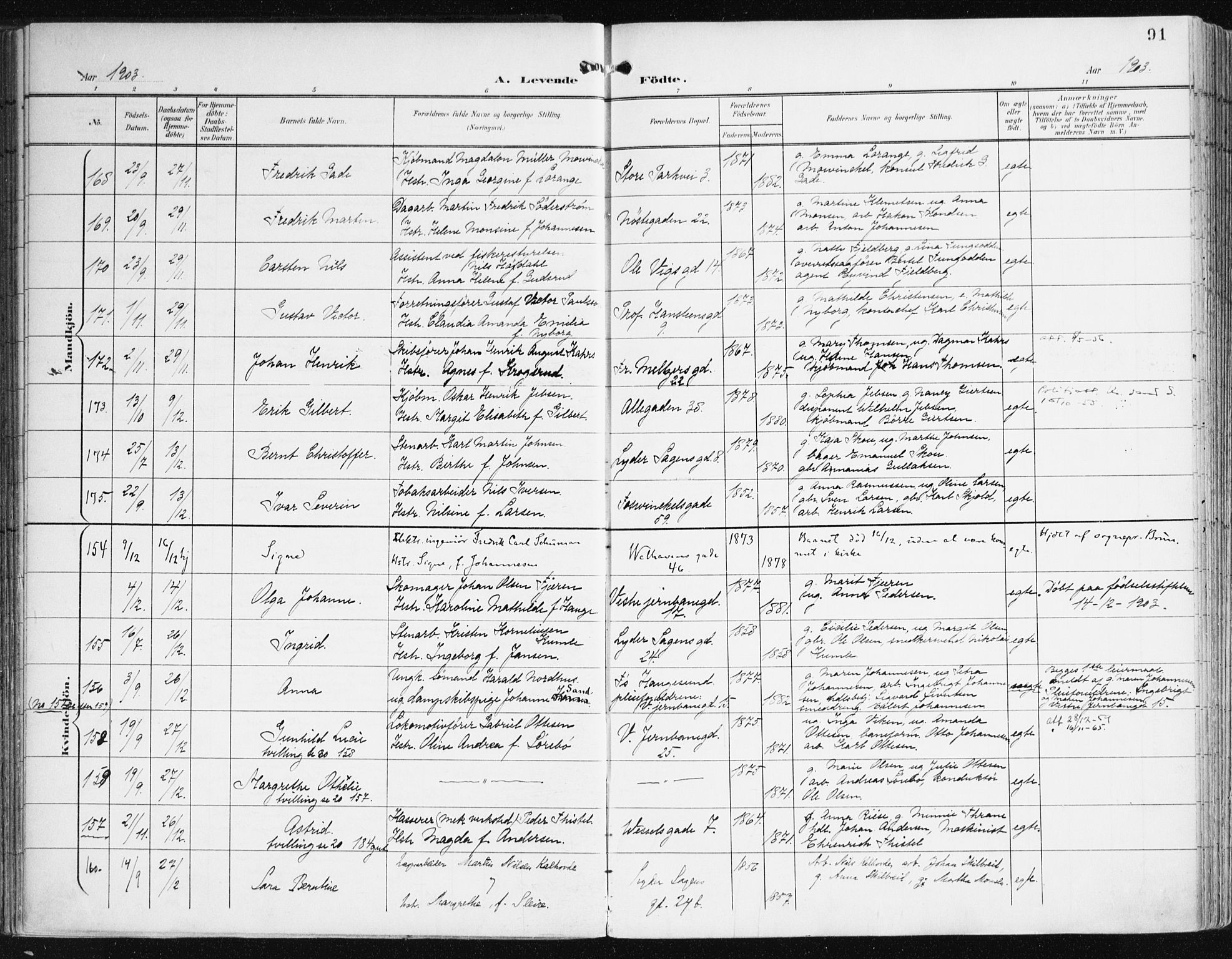 Johanneskirken sokneprestembete, AV/SAB-A-76001/H/Haa/L0002: Parish register (official) no. A 2, 1900-1912, p. 91