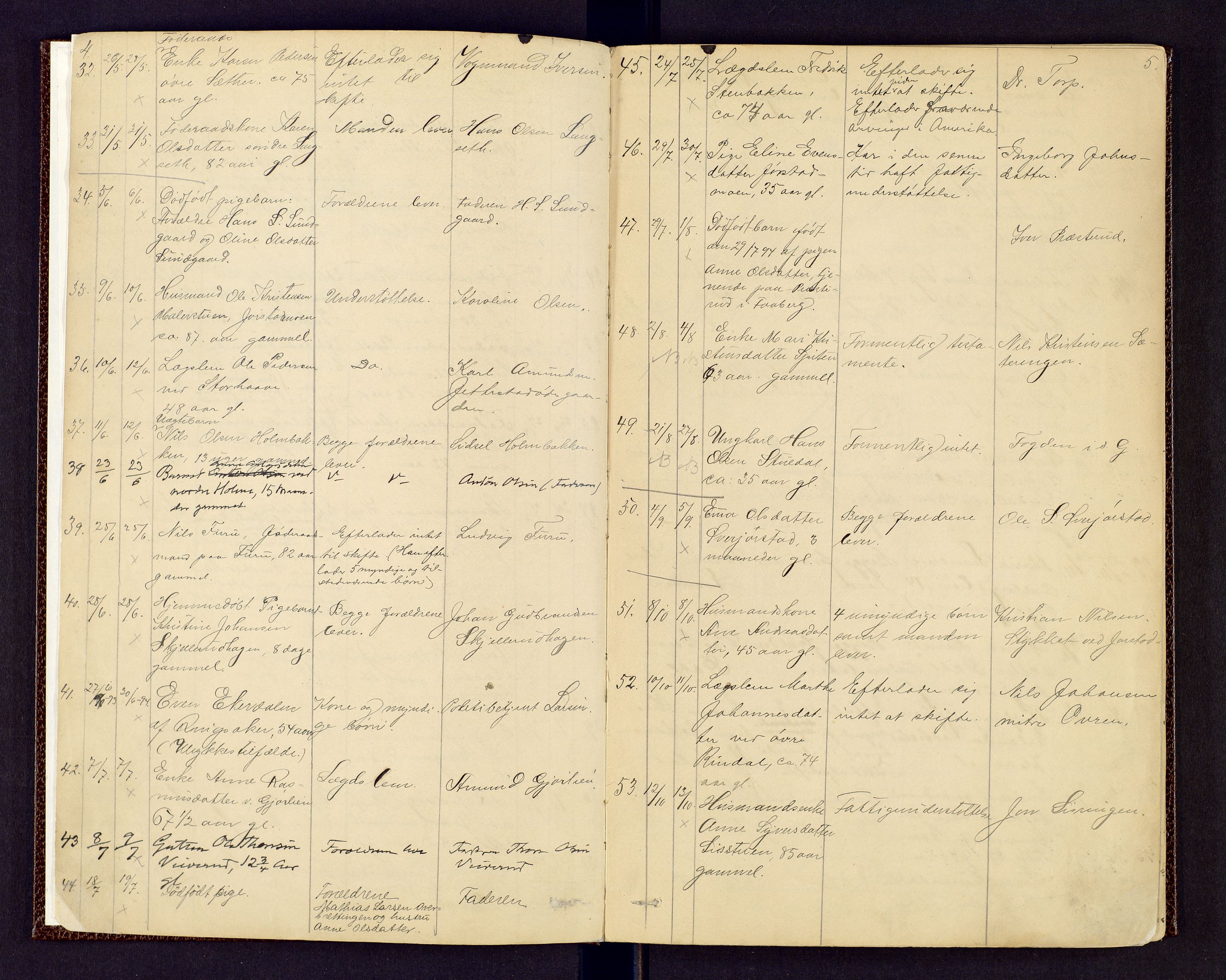Sør-Gudbrandsdal tingrett, AV/SAH-TING-004/J/Jd/Jda/L0003: Dødsfallsprotokoll - Fåberg og Gausdal, 1894-1909, p. 4-5