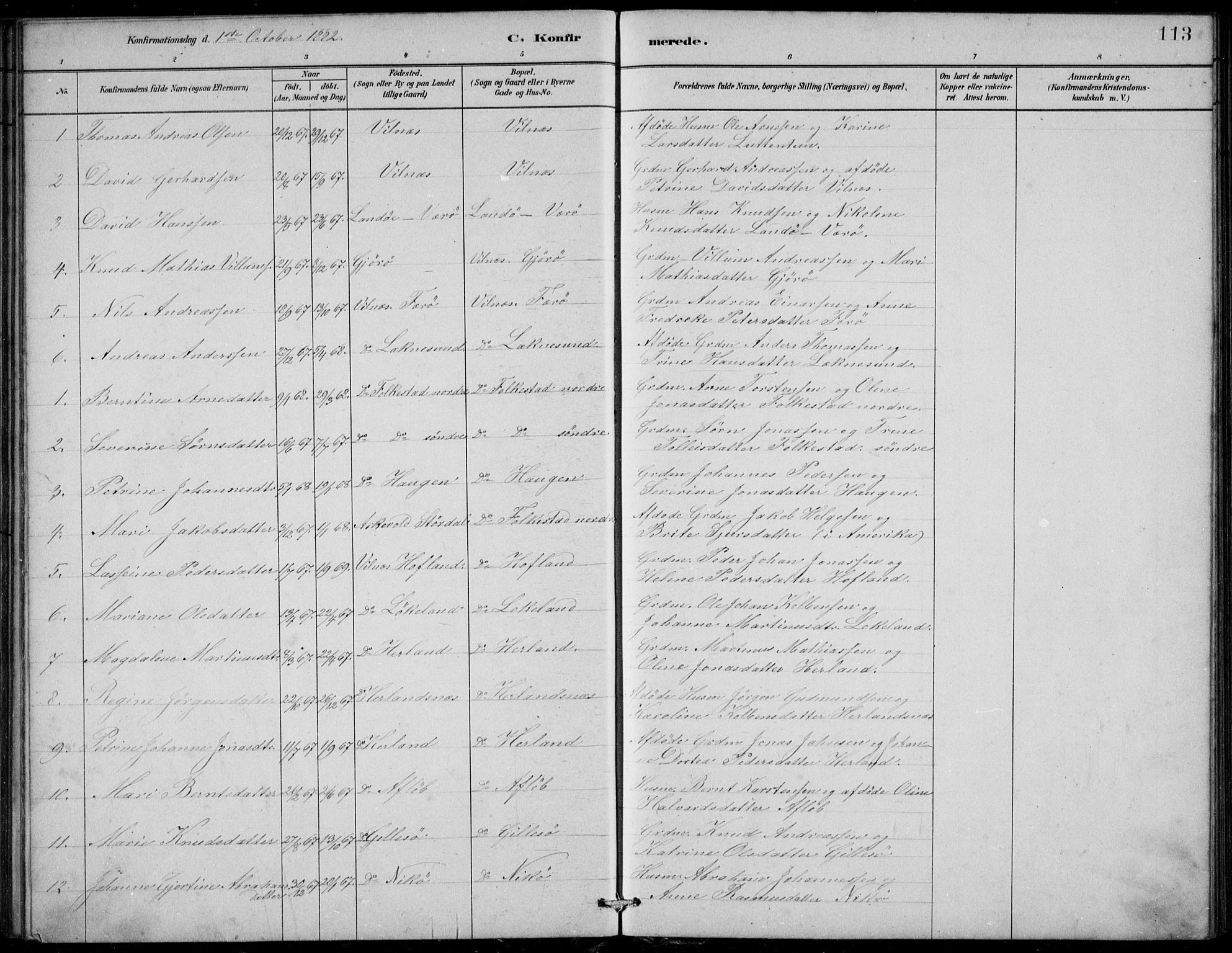 Askvoll sokneprestembete, AV/SAB-A-79501/H/Hab/Habb/L0001: Parish register (copy) no. B 1, 1879-1909, p. 113