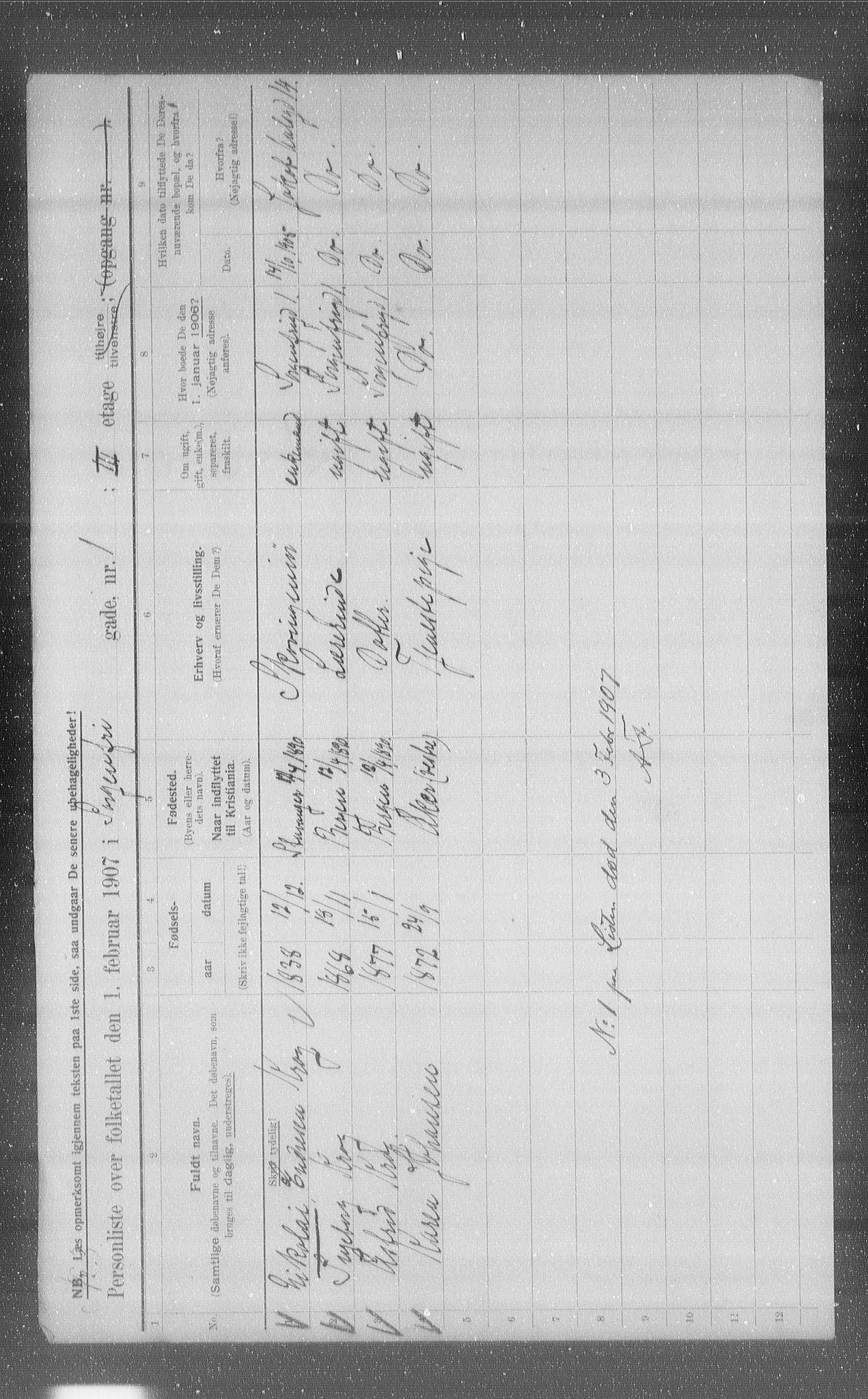 OBA, Municipal Census 1907 for Kristiania, 1907, p. 50984