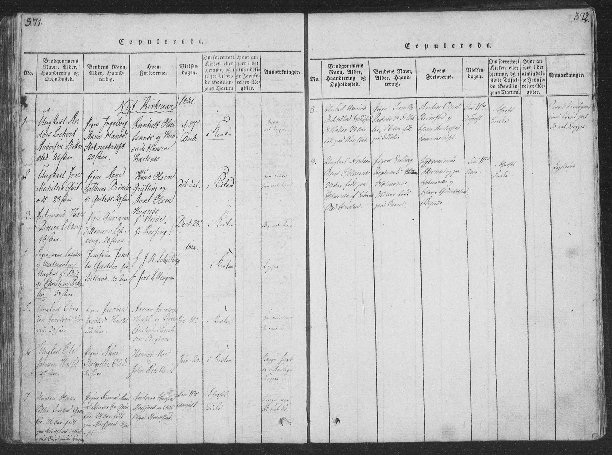 Ministerialprotokoller, klokkerbøker og fødselsregistre - Nordland, SAT/A-1459/888/L1262: Parish register (copy) no. 888C01, 1820-1836, p. 371-372