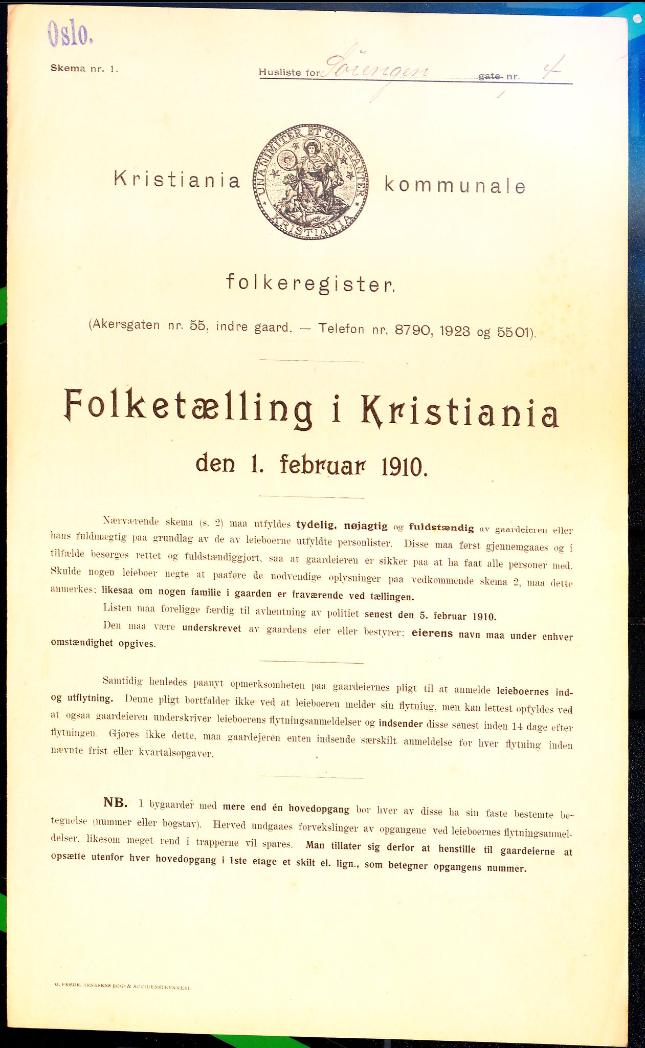 OBA, Municipal Census 1910 for Kristiania, 1910, p. 101051