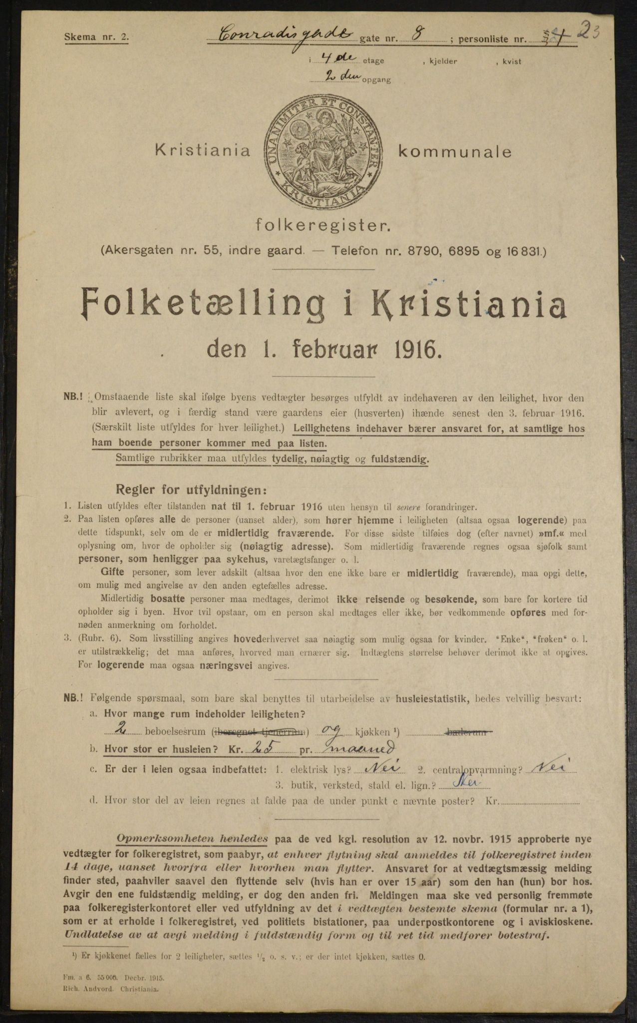 OBA, Municipal Census 1916 for Kristiania, 1916, p. 13656