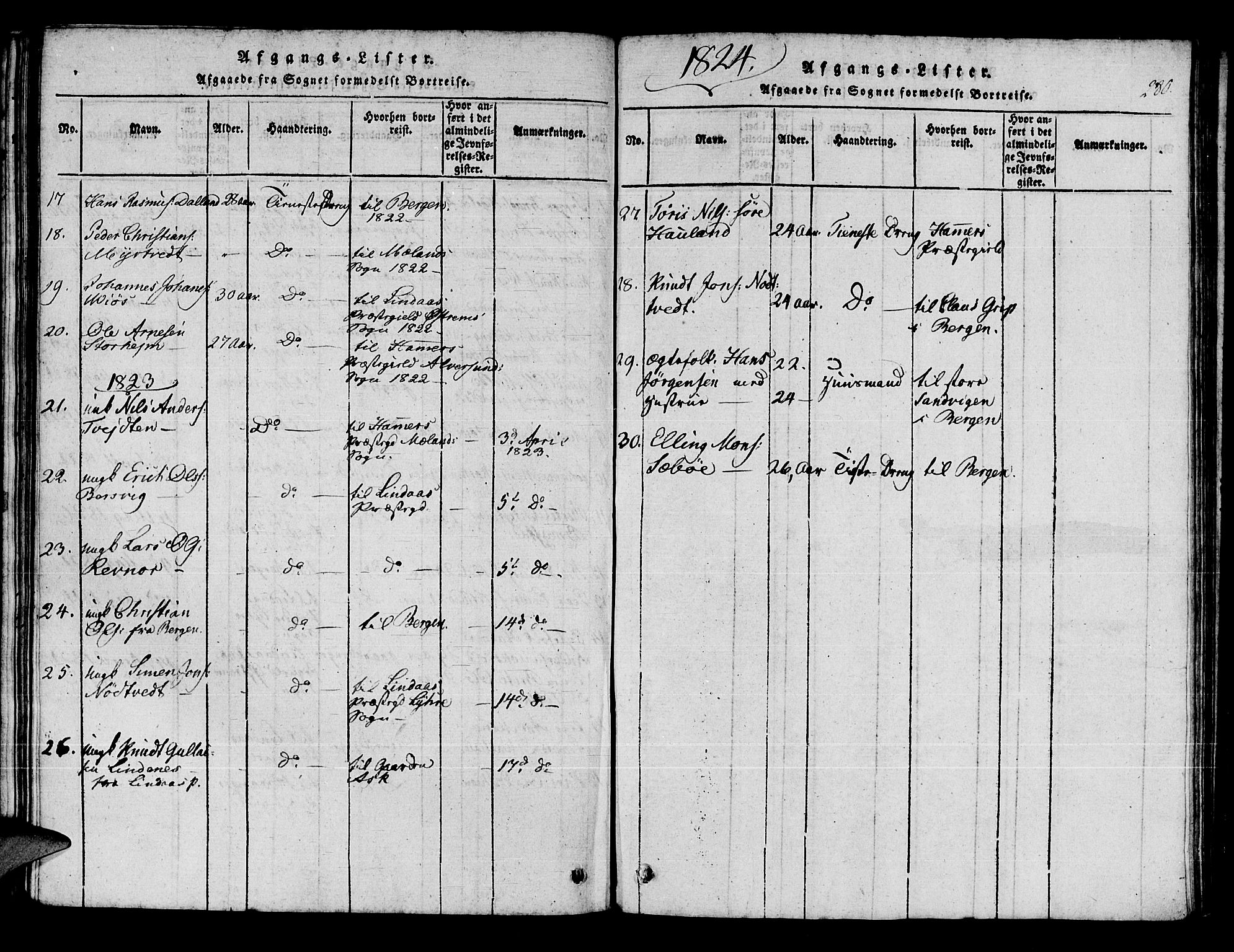 Manger sokneprestembete, AV/SAB-A-76801/H/Haa: Parish register (official) no. A 3, 1816-1824, p. 280