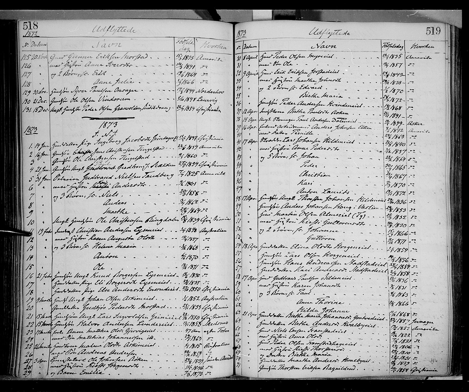 Gran prestekontor, SAH/PREST-112/H/Ha/Haa/L0012: Parish register (official) no. 12, 1856-1874, p. 518-519
