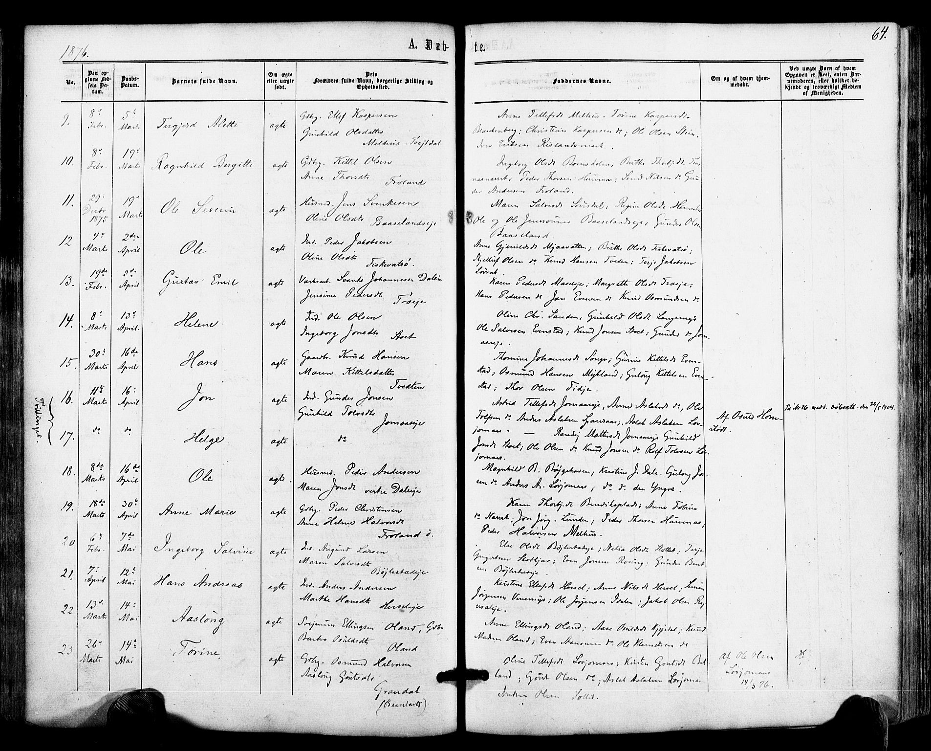 Froland sokneprestkontor, AV/SAK-1111-0013/F/Fa/L0003: Parish register (official) no. A 3, 1864-1881, p. 64