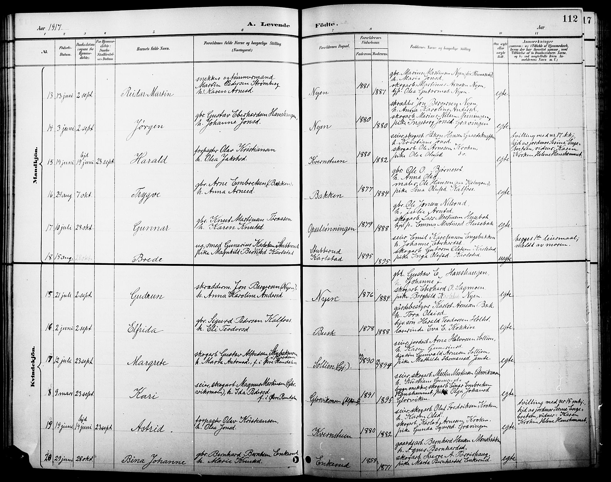 Åsnes prestekontor, AV/SAH-PREST-042/H/Ha/Hab/L0005: Parish register (copy) no. 5, 1895-1920, p. 112