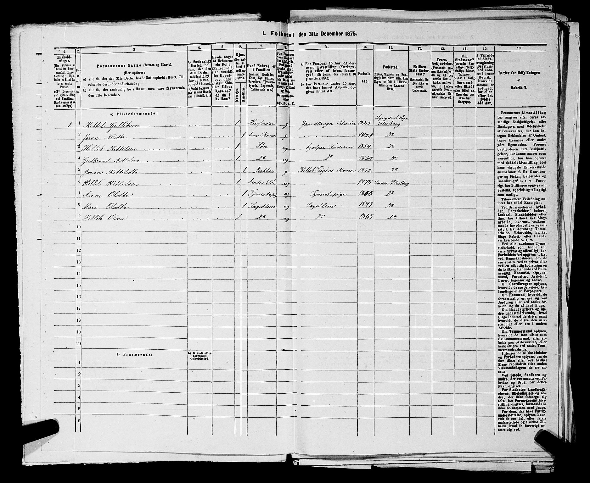 SAKO, 1875 census for 0631P Flesberg, 1875, p. 786