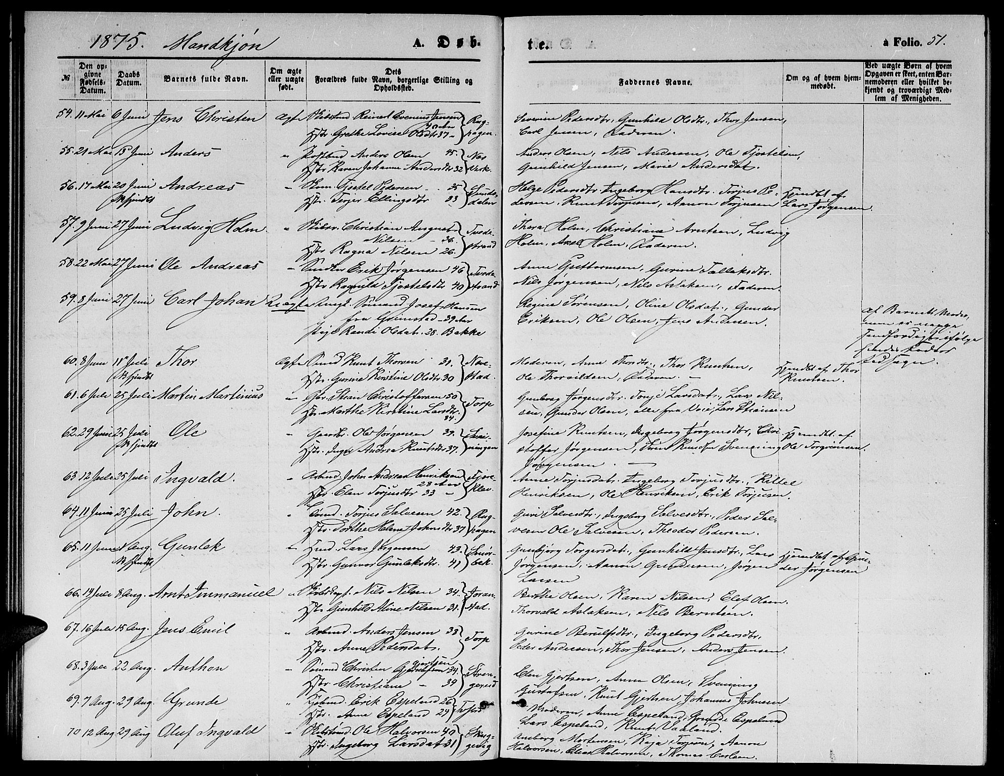 Holt sokneprestkontor, AV/SAK-1111-0021/F/Fb/L0009: Parish register (copy) no. B 9, 1871-1883, p. 51