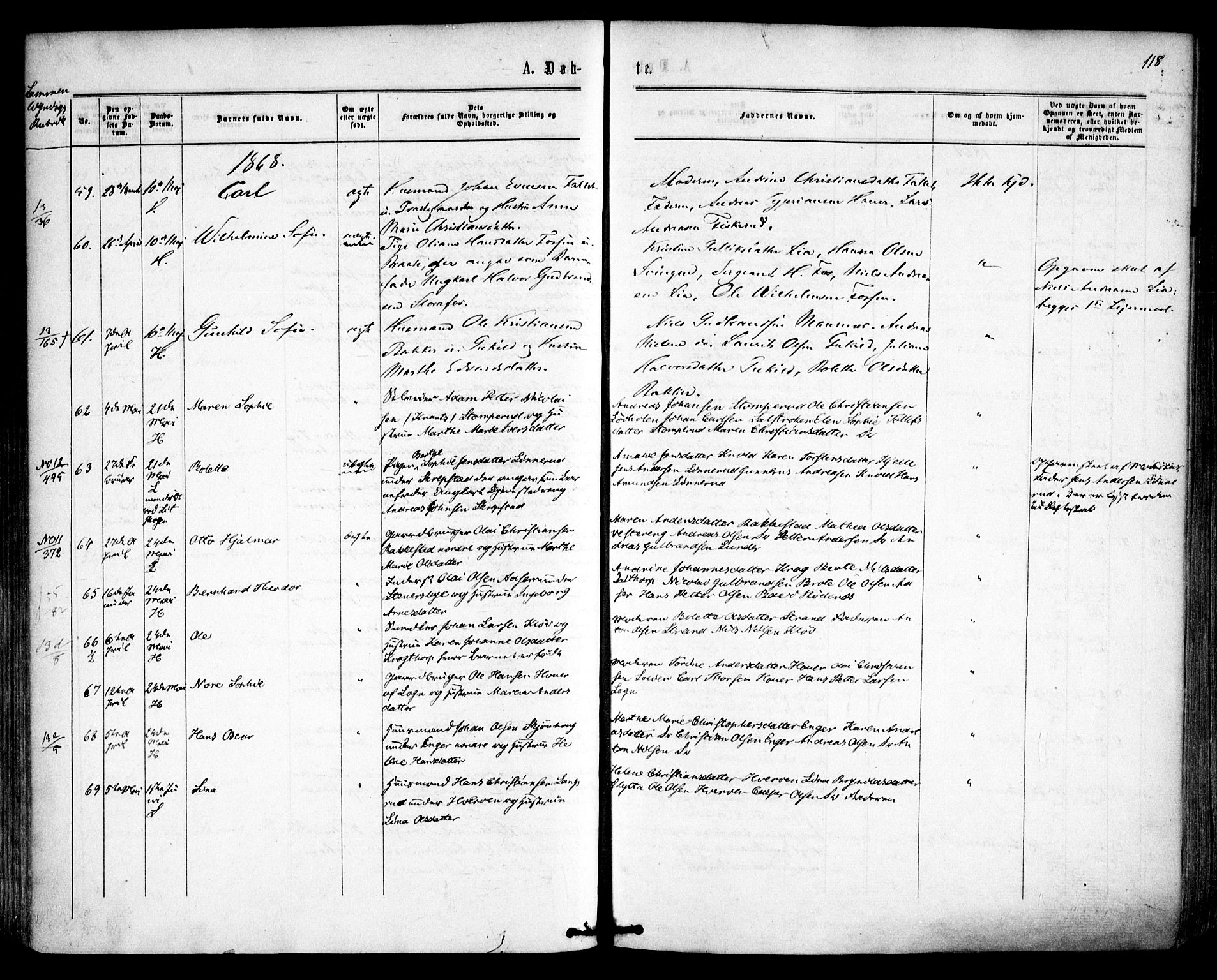 Høland prestekontor Kirkebøker, AV/SAO-A-10346a/F/Fa/L0011: Parish register (official) no. I 11, 1862-1869, p. 118