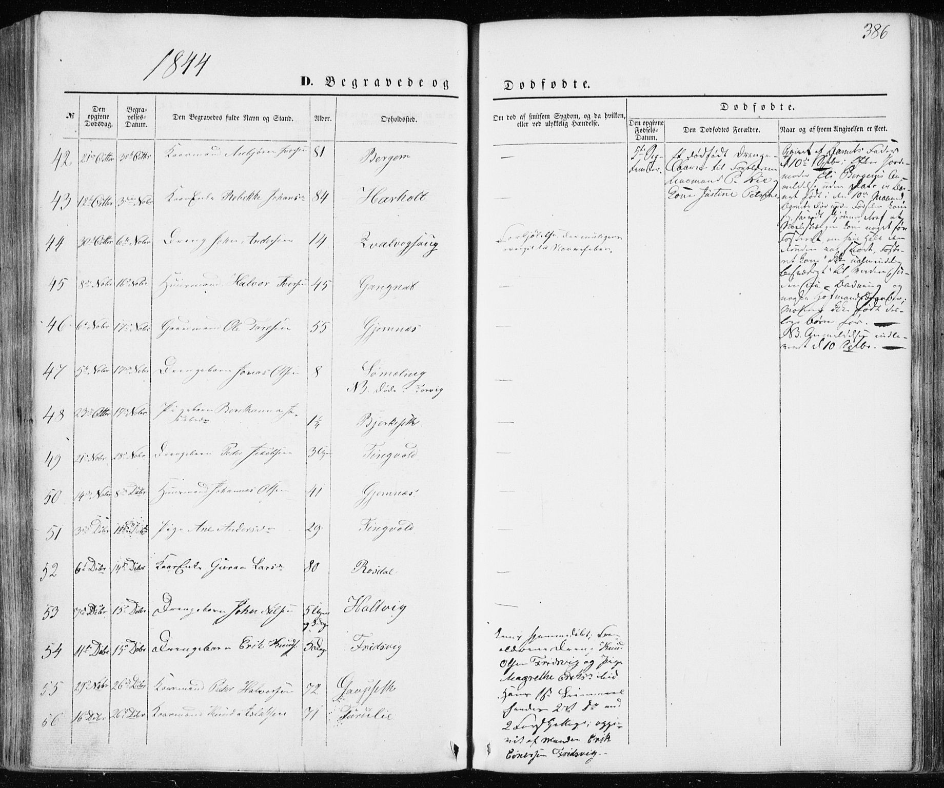 Ministerialprotokoller, klokkerbøker og fødselsregistre - Møre og Romsdal, AV/SAT-A-1454/586/L0984: Parish register (official) no. 586A10, 1844-1856, p. 386