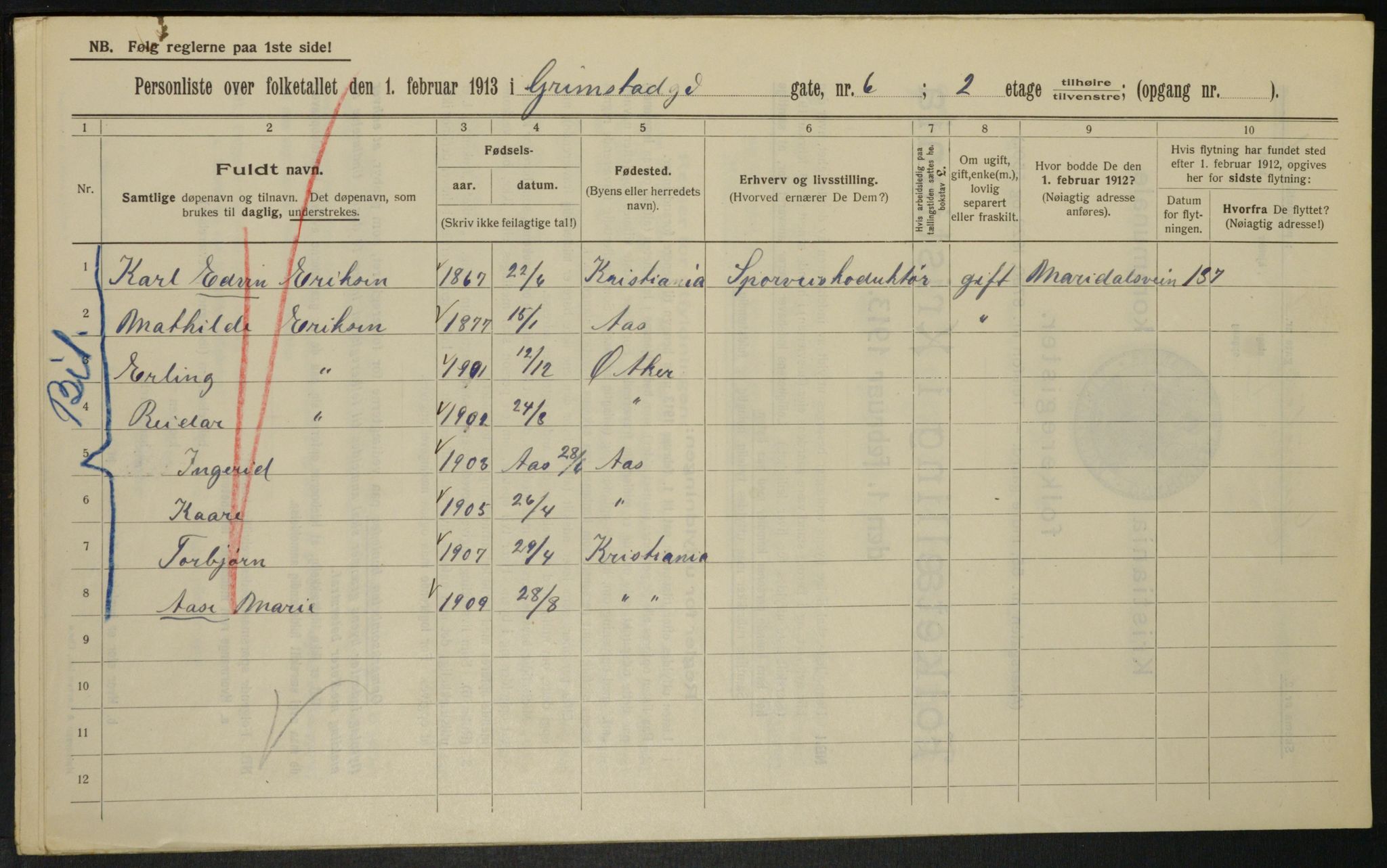 OBA, Municipal Census 1913 for Kristiania, 1913, p. 30034