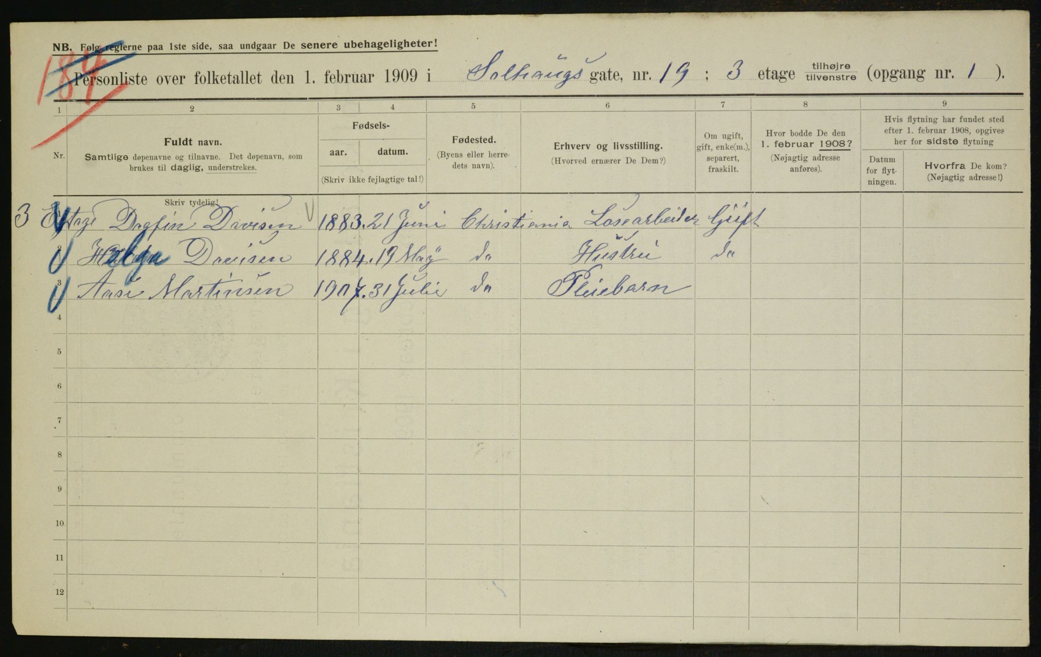 OBA, Municipal Census 1909 for Kristiania, 1909, p. 90237