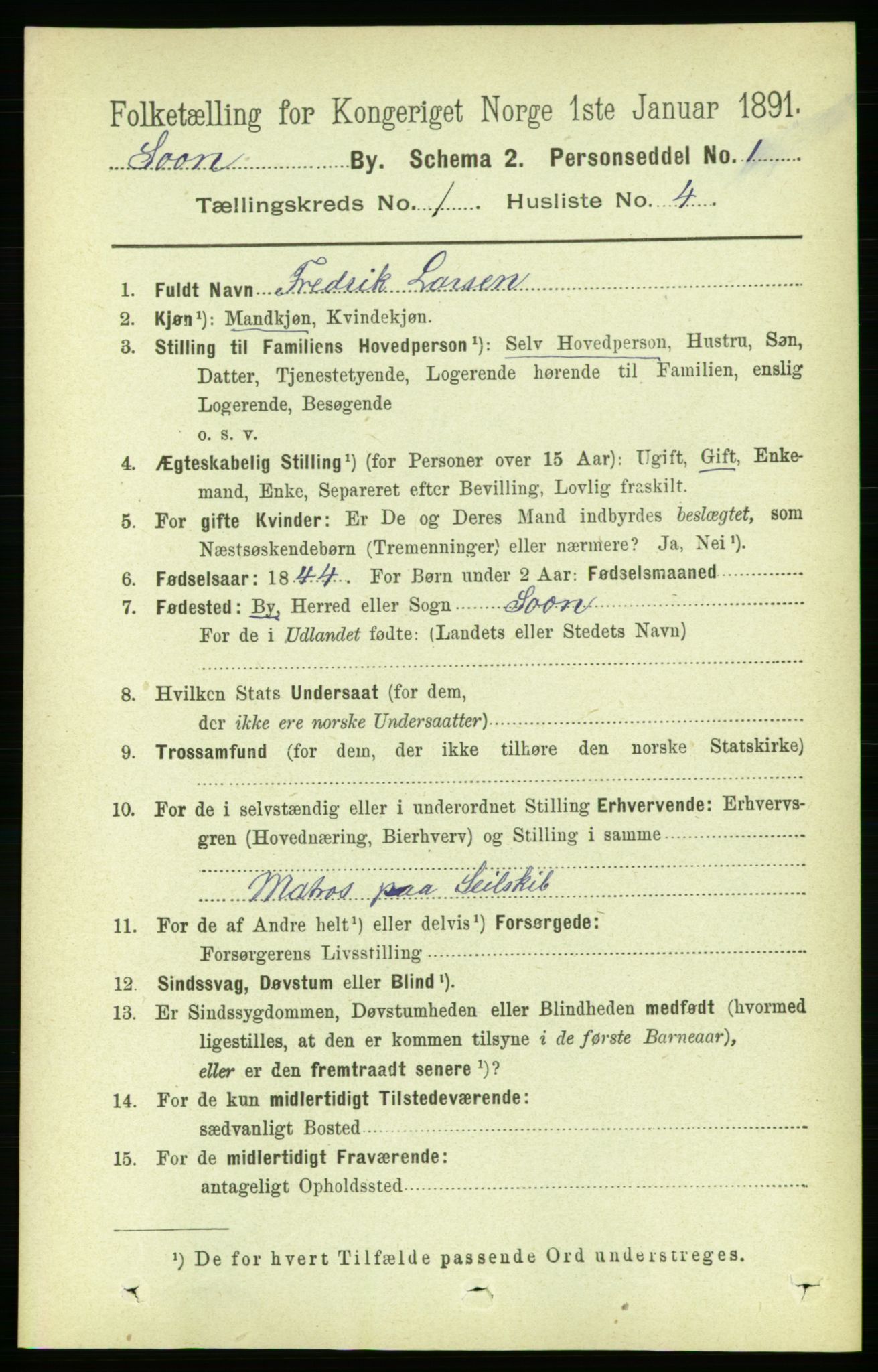 RA, 1891 census for 0201 Son, 1891, p. 31