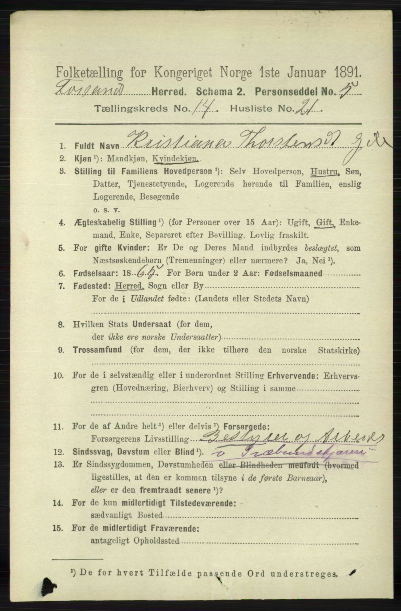 RA, 1891 census for 1129 Forsand, 1891, p. 2368