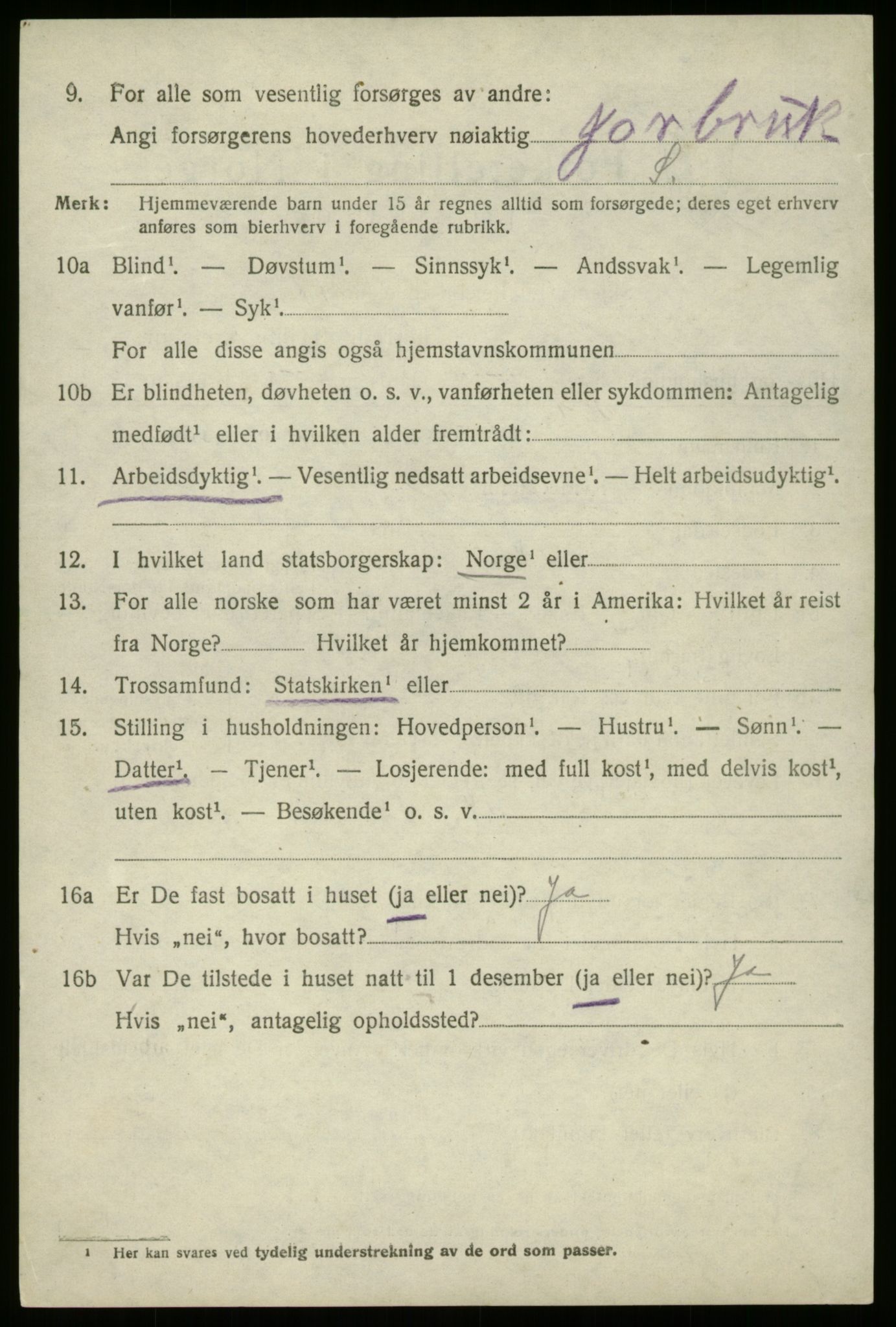 SAB, 1920 census for Breim, 1920, p. 2500