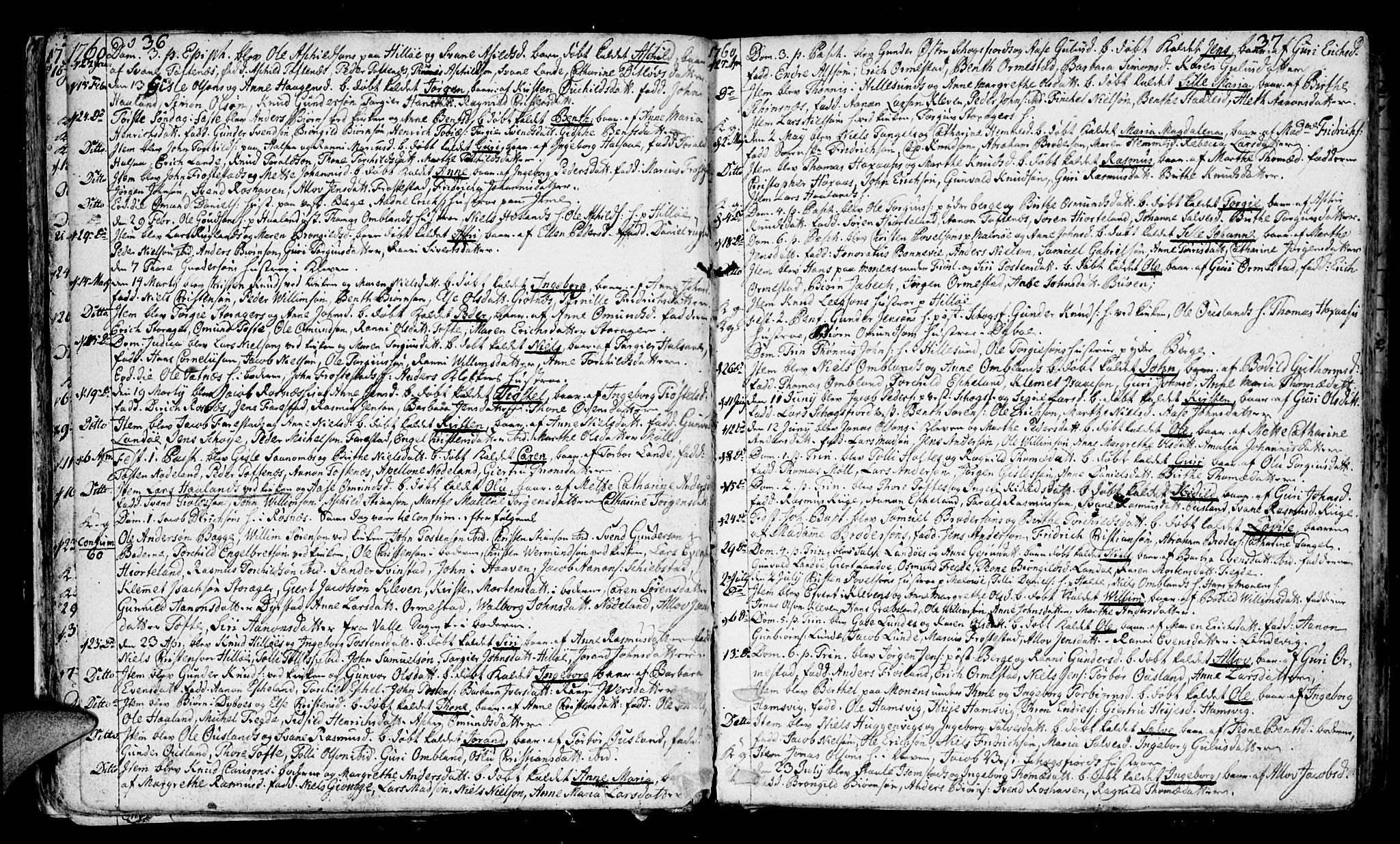 Mandal sokneprestkontor, AV/SAK-1111-0030/F/Fa/Faa/L0003: Parish register (official) no. A 3, 1748-1794, p. 36-37