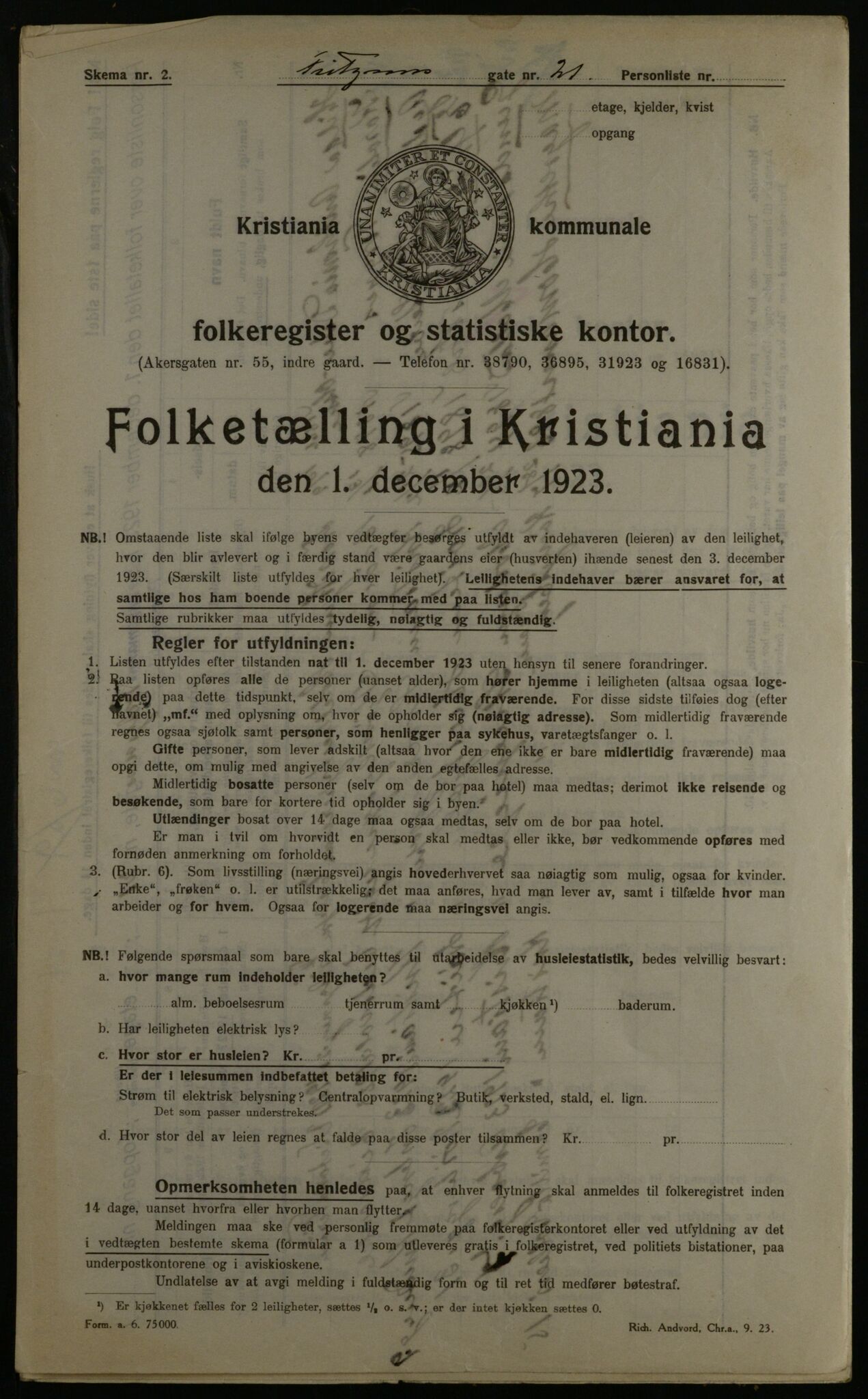 OBA, Municipal Census 1923 for Kristiania, 1923, p. 30545