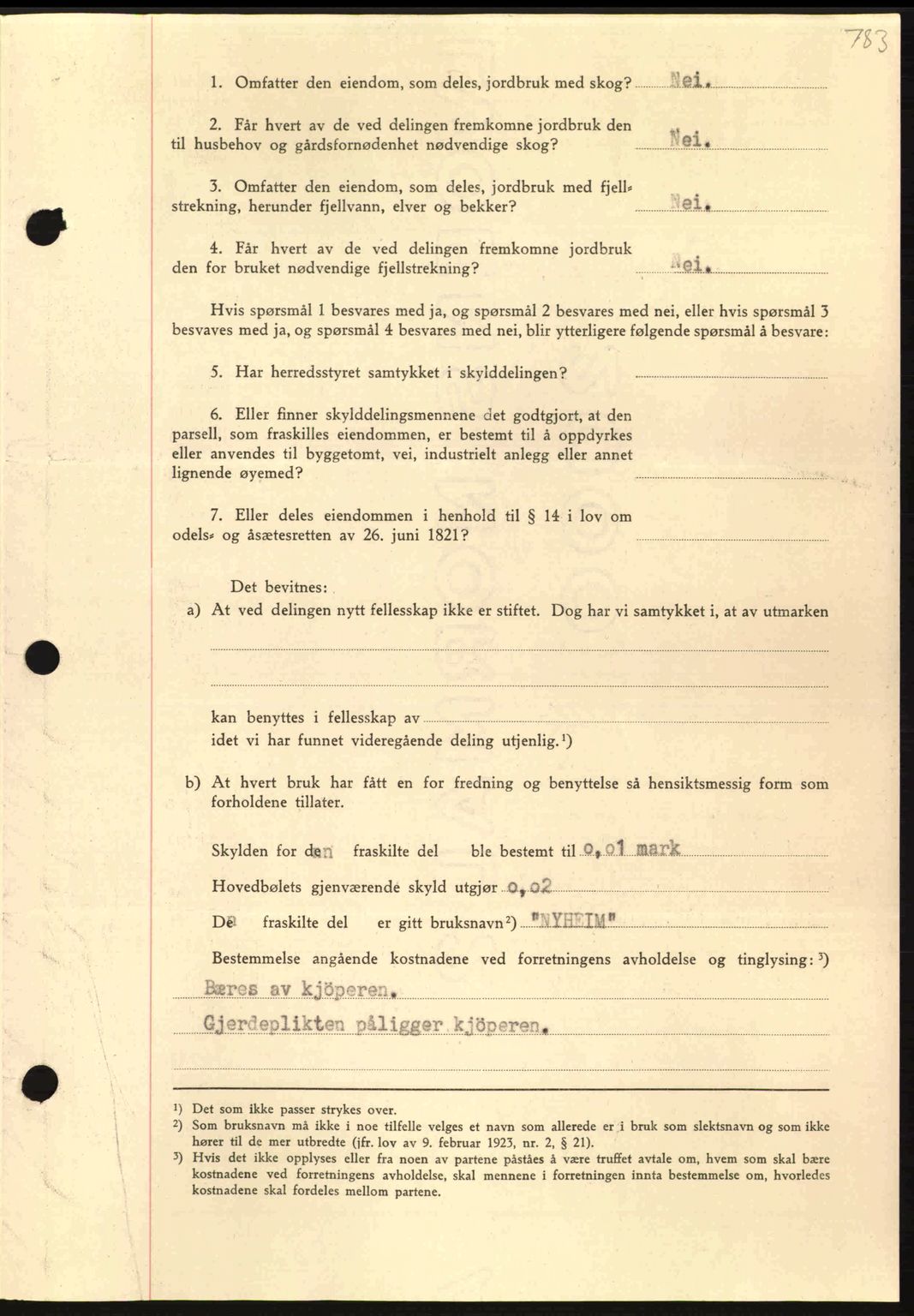 Nordmøre sorenskriveri, AV/SAT-A-4132/1/2/2Ca: Mortgage book no. A96, 1943-1944, Diary no: : 2763/1943