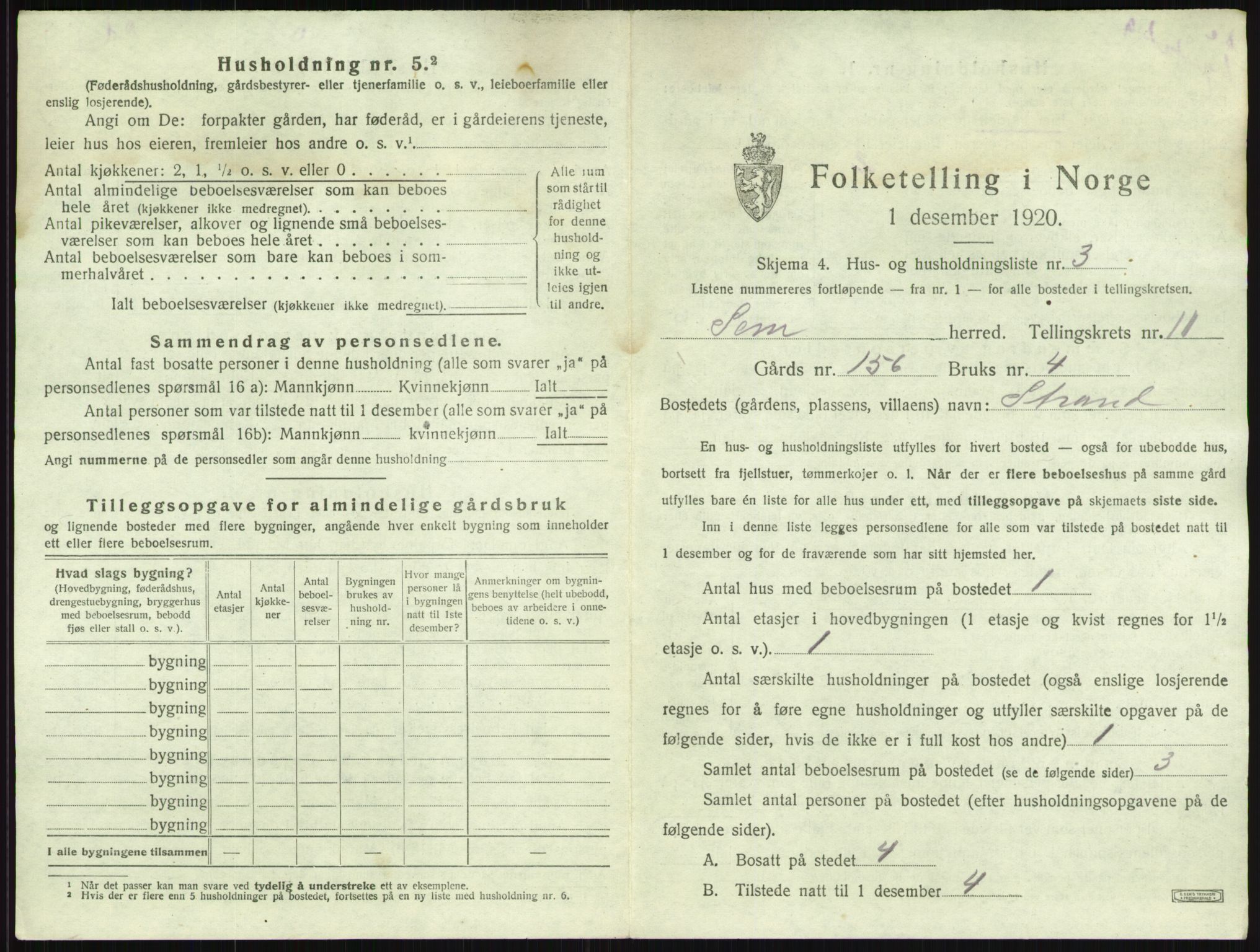 SAKO, 1920 census for Sem, 1920, p. 2238