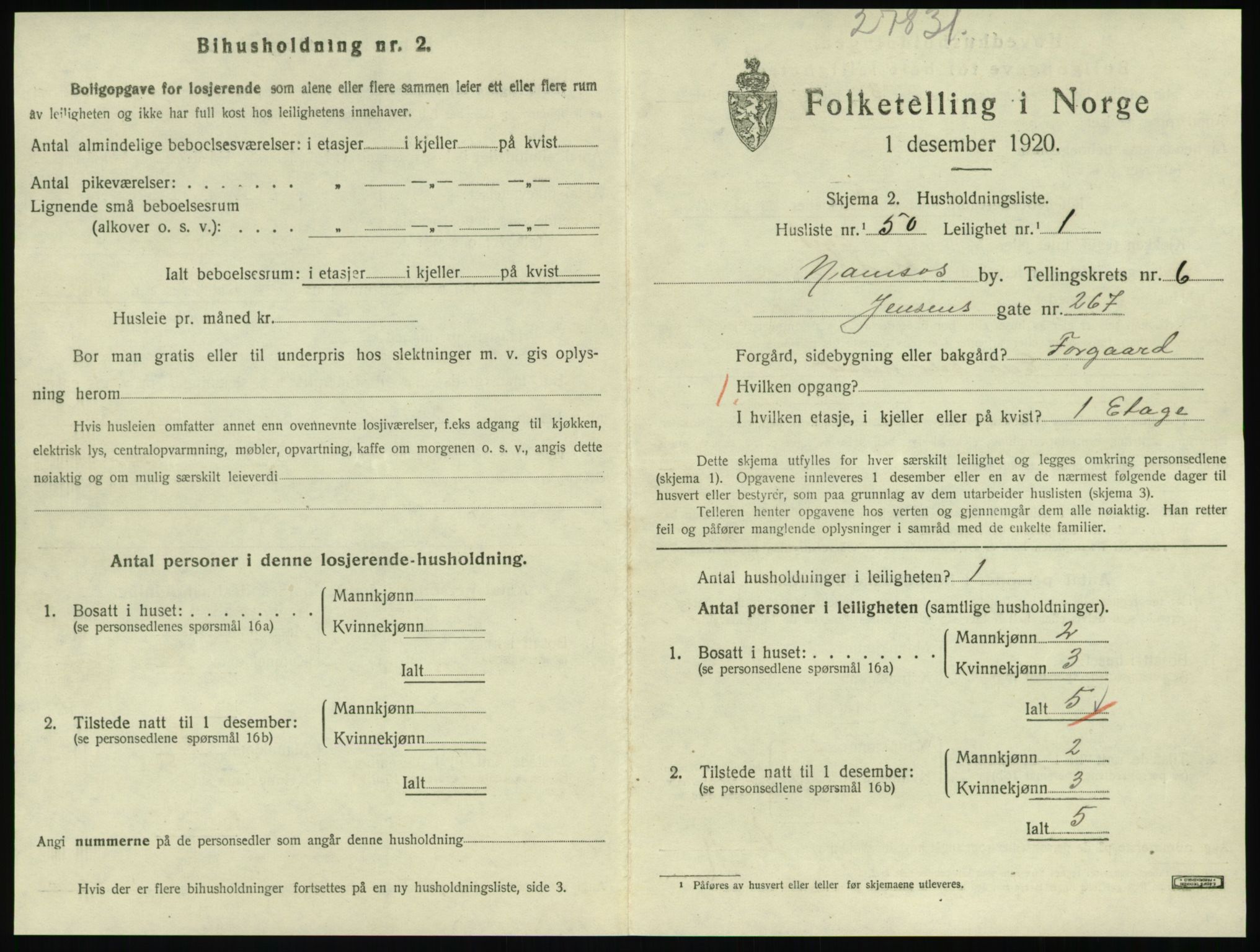 SAT, 1920 census for Namsos, 1920, p. 1965