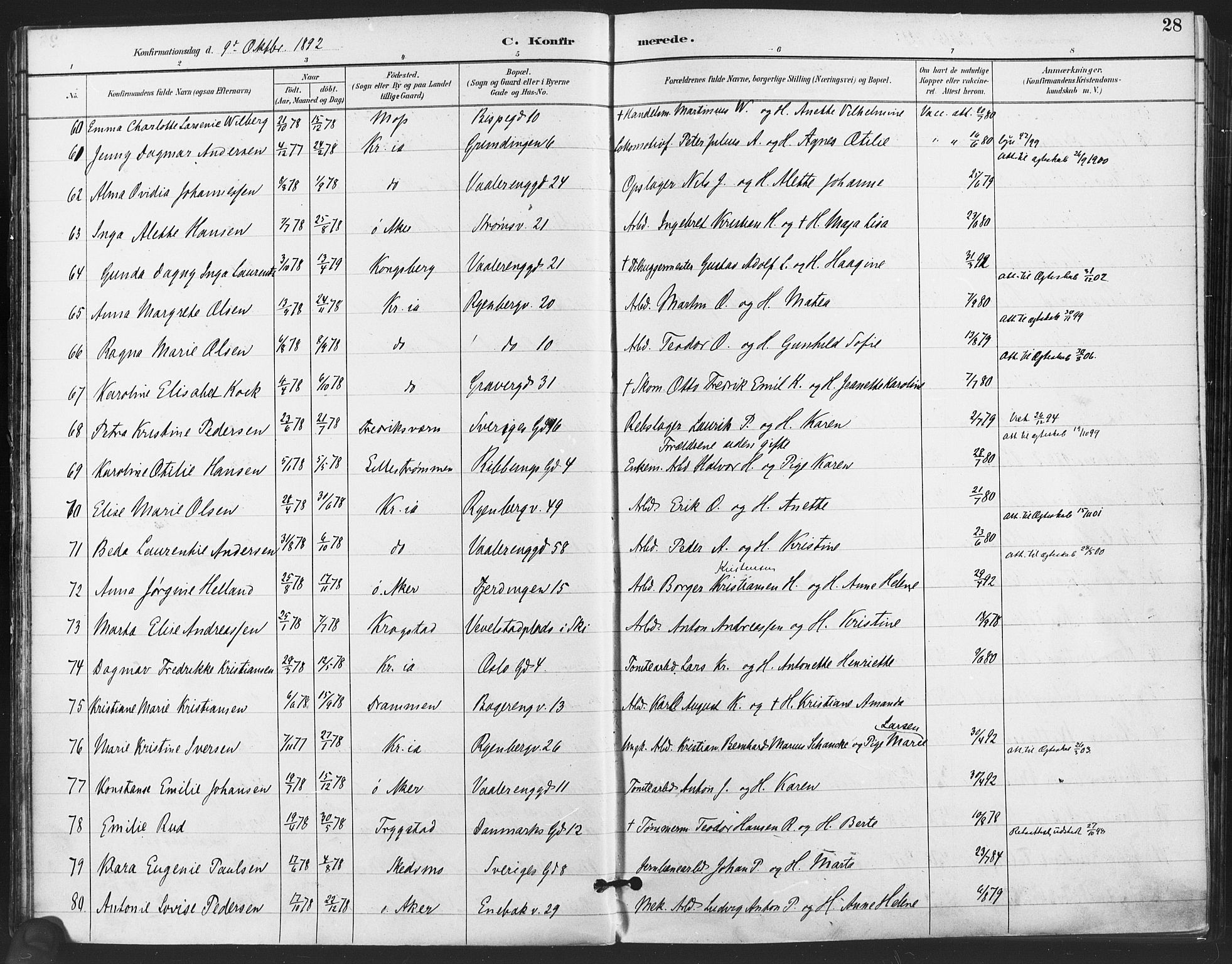 Gamlebyen prestekontor Kirkebøker, AV/SAO-A-10884/F/Fa/L0008: Parish register (official) no. 8, 1891-1908, p. 28