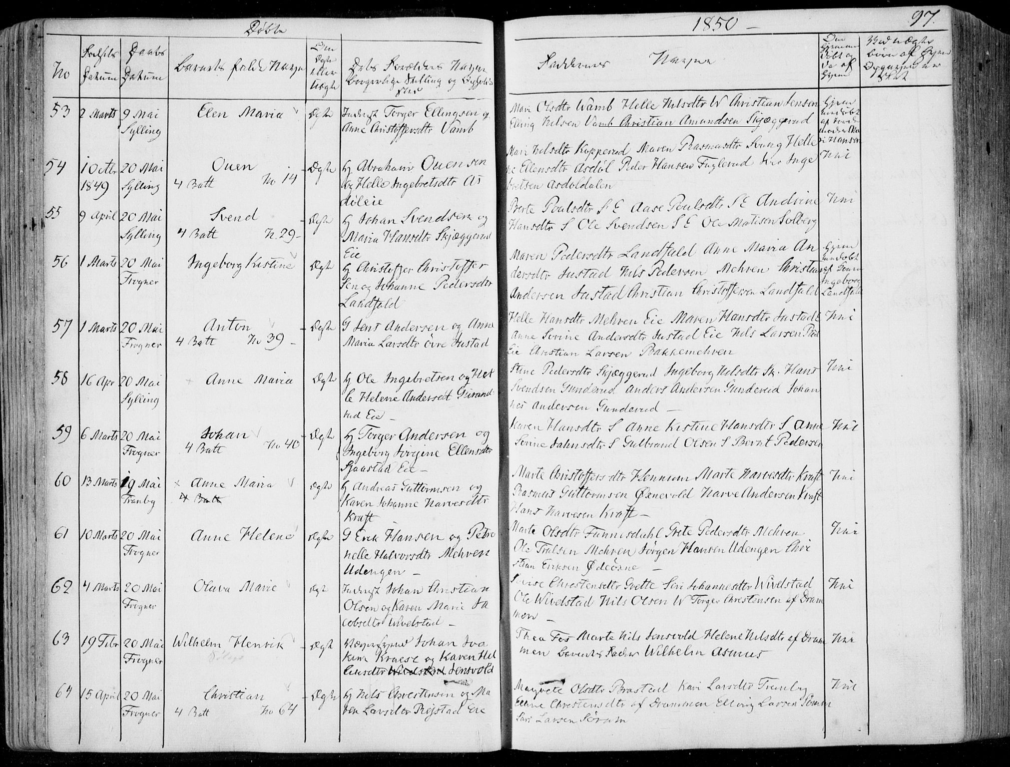 Lier kirkebøker, AV/SAKO-A-230/F/Fa/L0011: Parish register (official) no. I 11, 1843-1854, p. 97