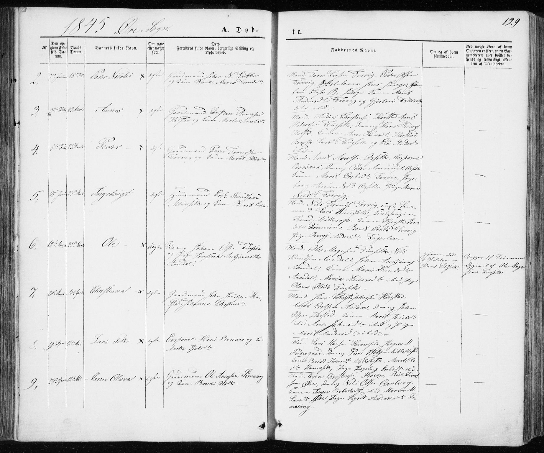 Ministerialprotokoller, klokkerbøker og fødselsregistre - Møre og Romsdal, SAT/A-1454/586/L0984: Parish register (official) no. 586A10, 1844-1856, p. 129
