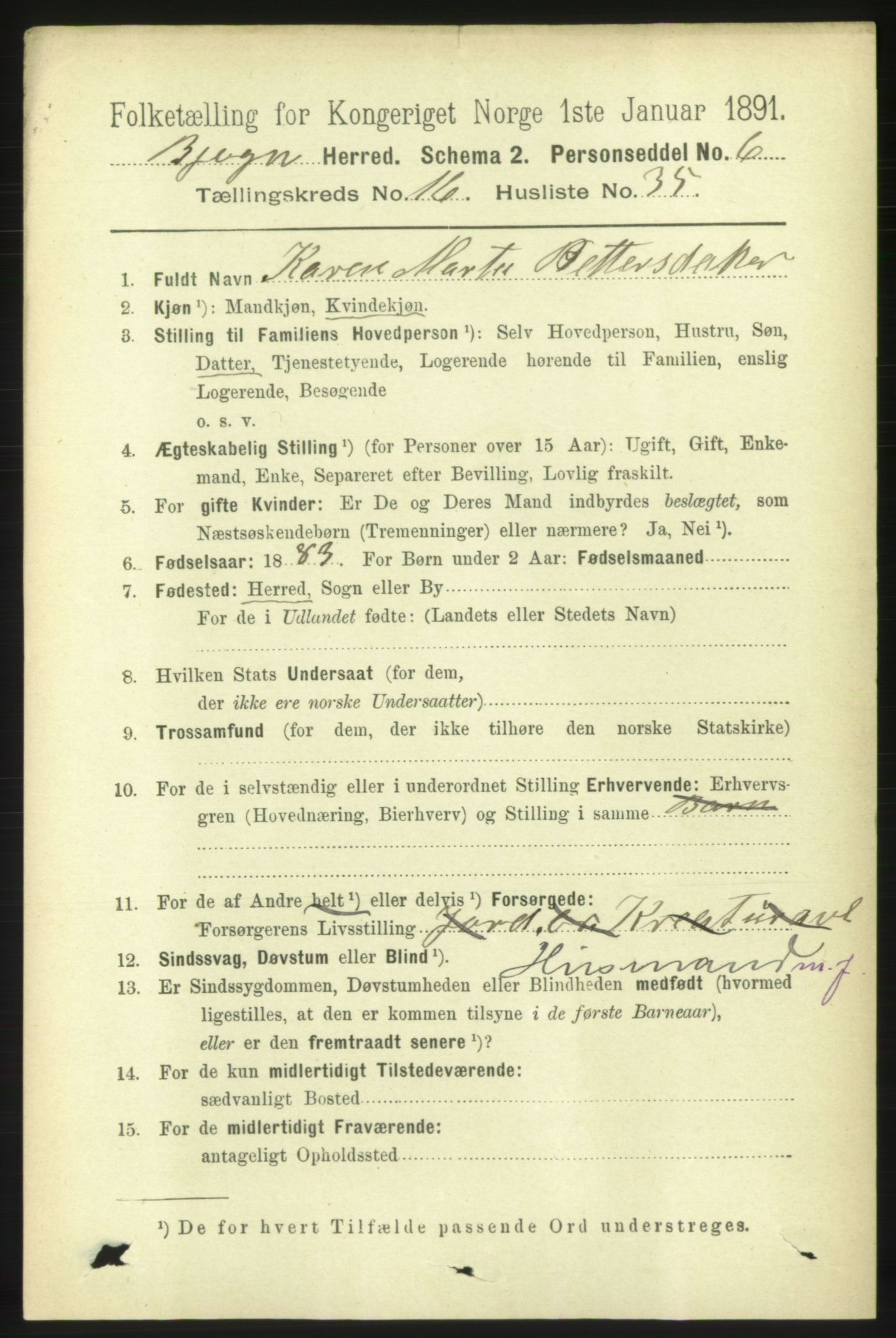 RA, 1891 census for 1627 Bjugn, 1891, p. 4662