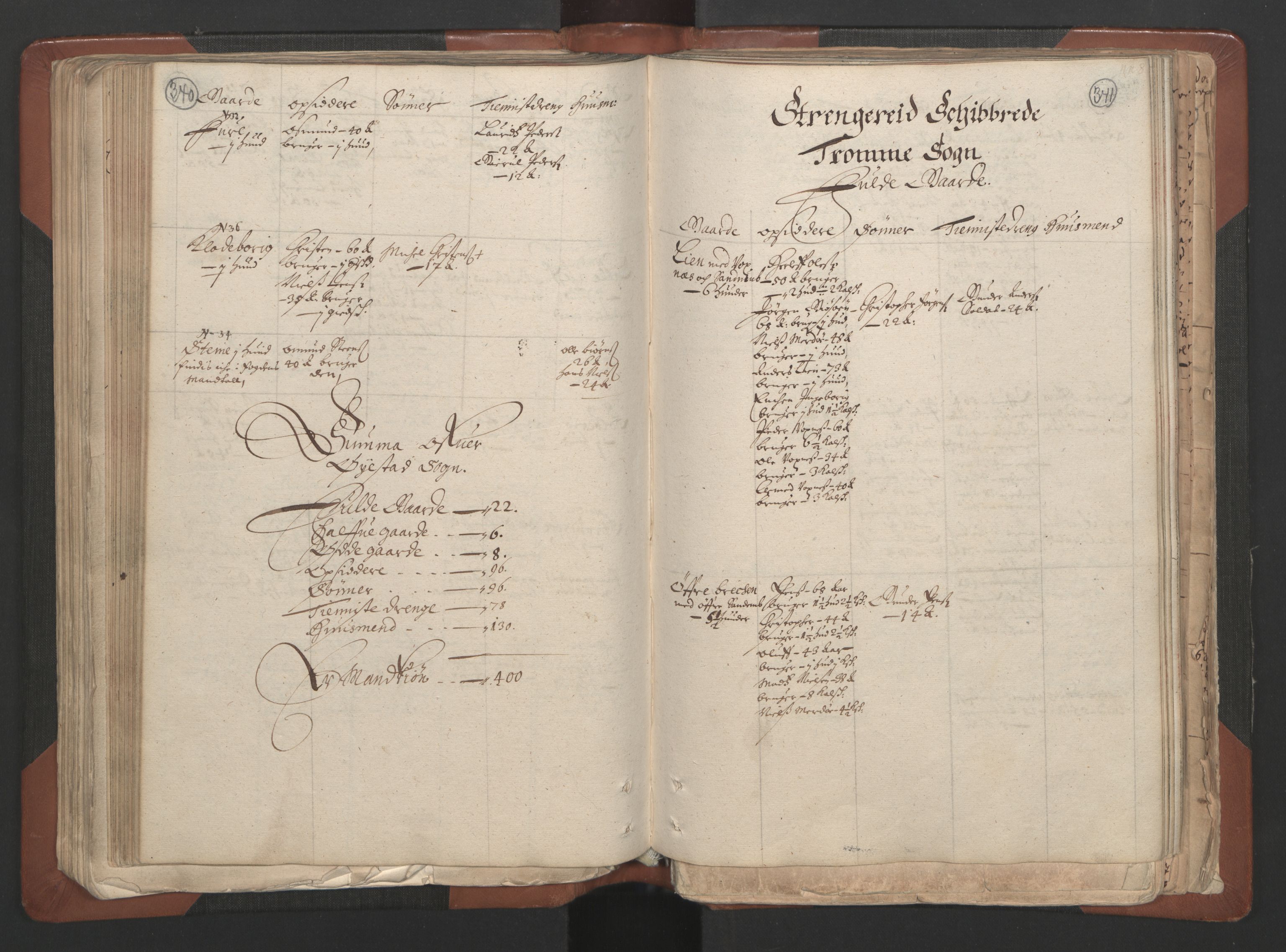 RA, Bailiff's Census 1664-1666, no. 7: Nedenes fogderi, 1664-1666, p. 340-341
