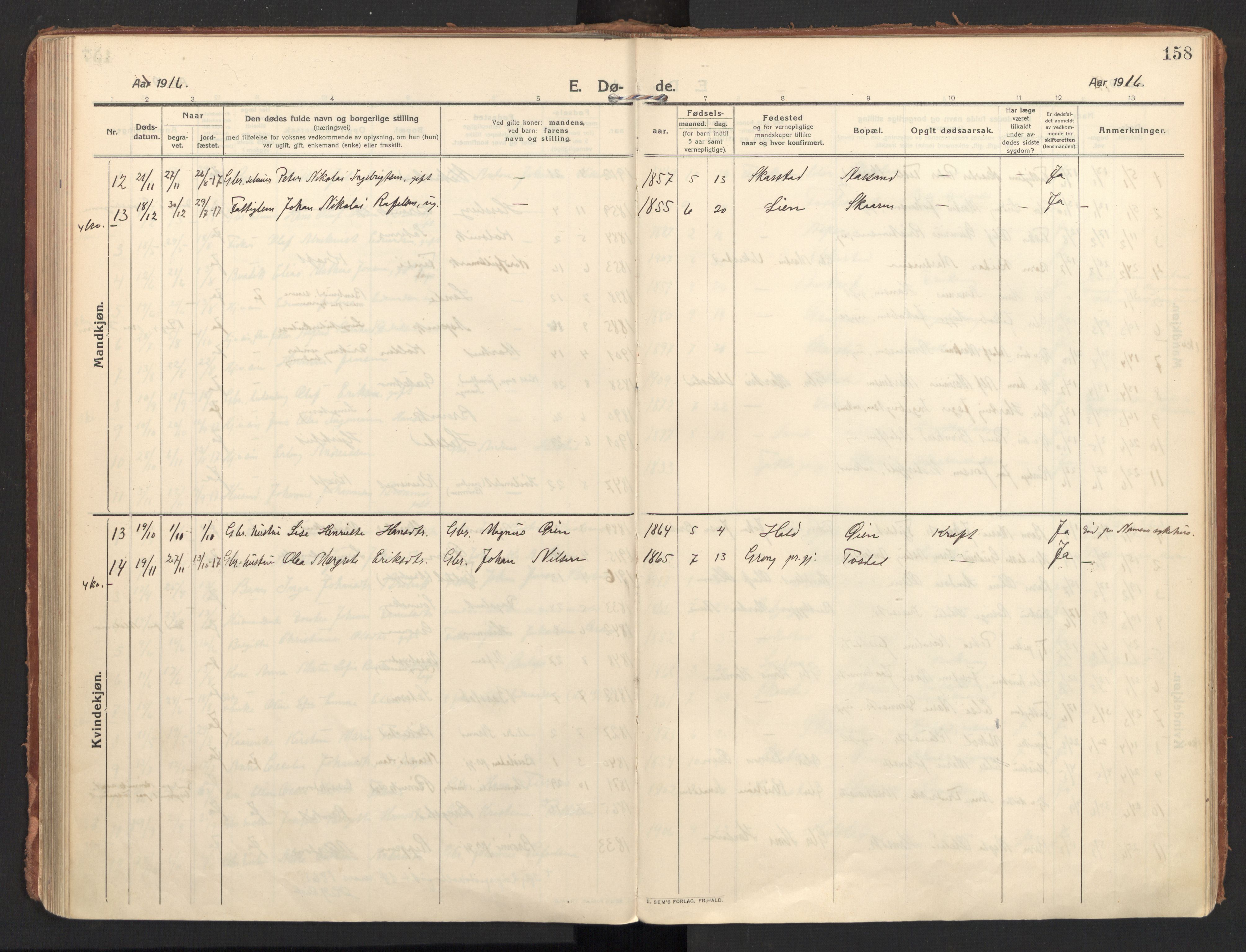 Ministerialprotokoller, klokkerbøker og fødselsregistre - Nordland, AV/SAT-A-1459/810/L0156: Parish register (official) no. 810A15, 1915-1930, p. 158