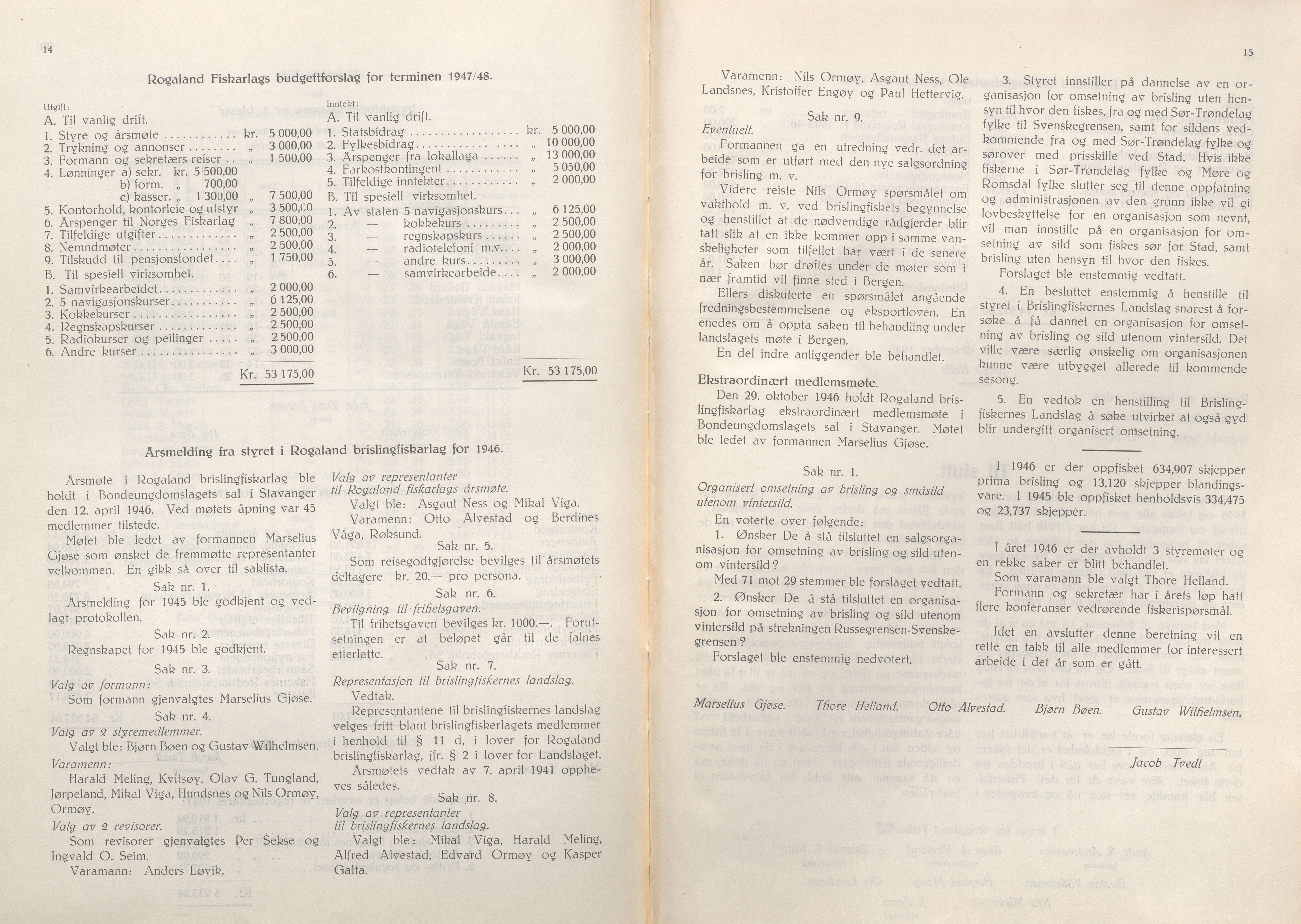 Rogaland fylkeskommune - Fylkesrådmannen , IKAR/A-900/A/Aa/Aaa/L0066: Møtebok , 1947, p. 14-15