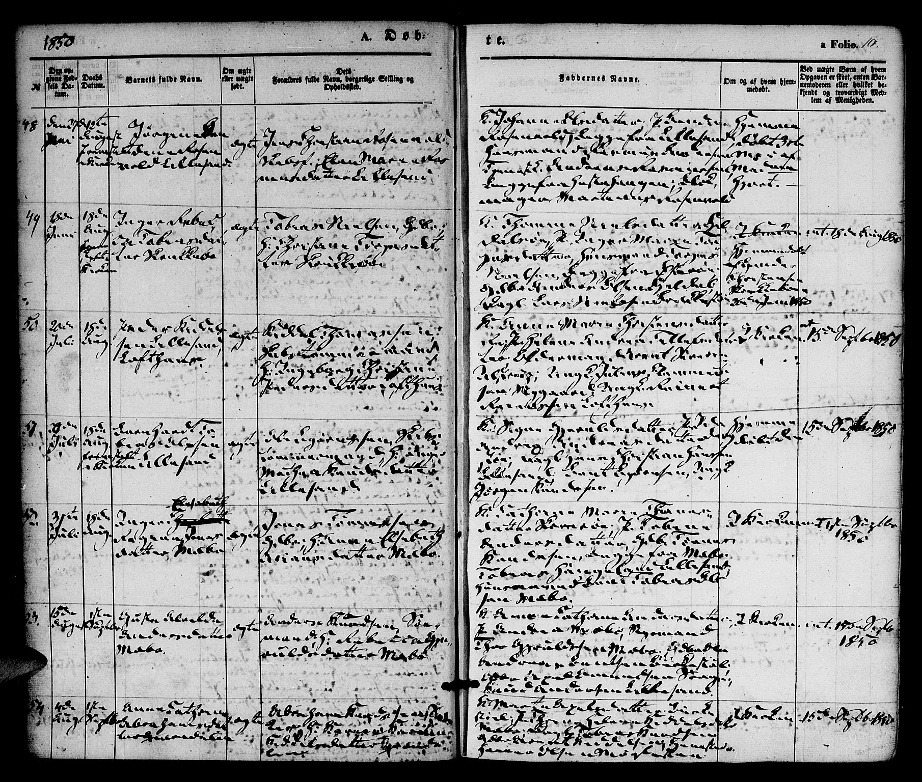 Vestre Moland sokneprestkontor, AV/SAK-1111-0046/F/Fa/Fab/L0006: Parish register (official) no. A 6, 1850-1858, p. 10