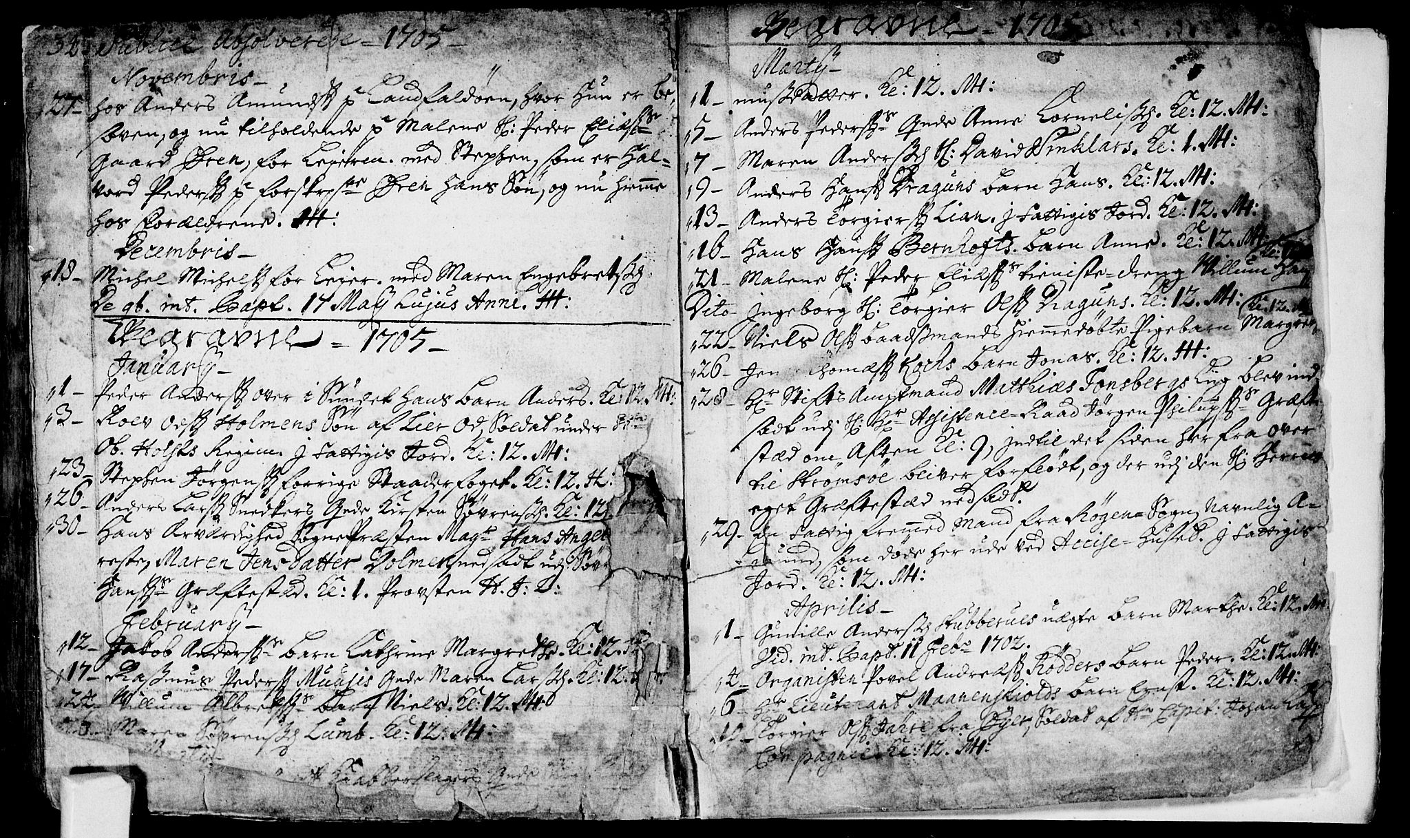 Bragernes kirkebøker, AV/SAKO-A-6/F/Fa/L0002: Parish register (official) no. I 2, 1680-1705, p. 734-735