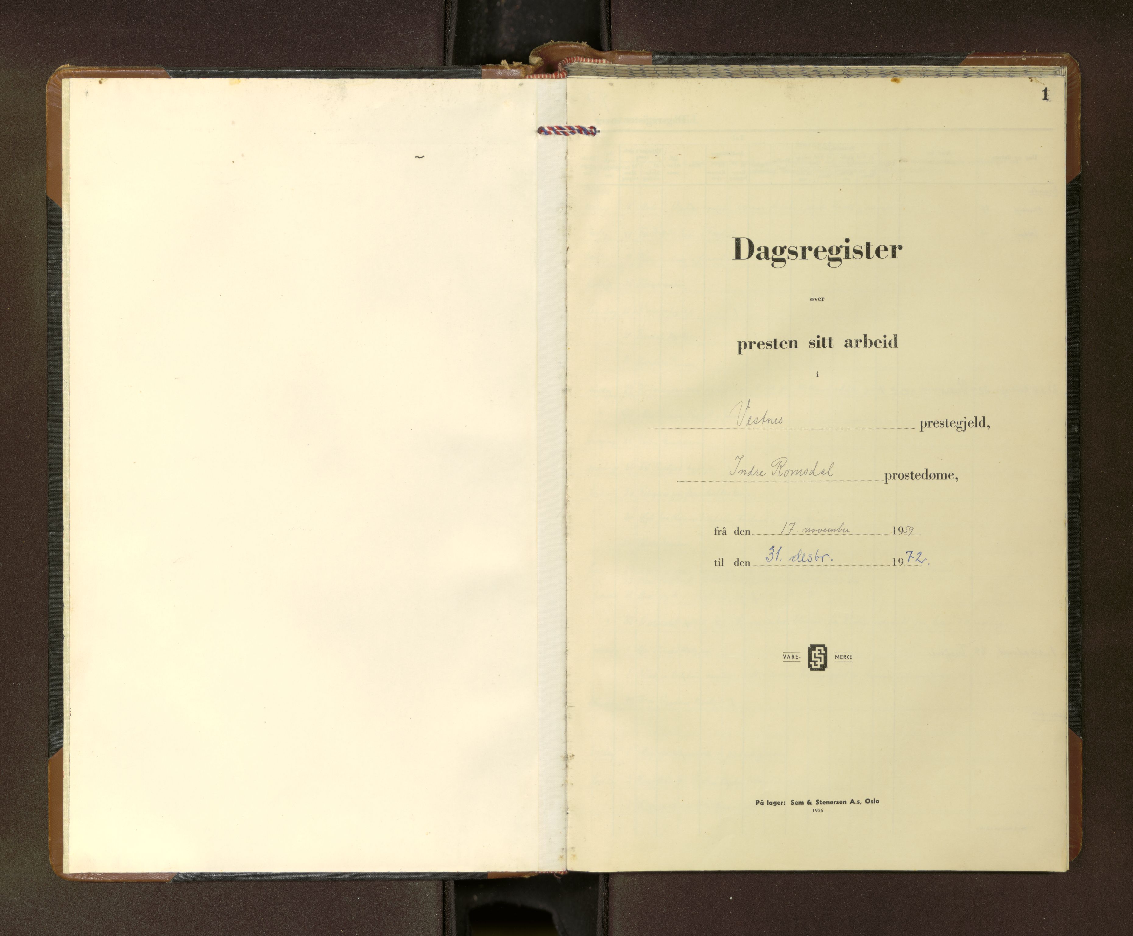 Ministerialprotokoller, klokkerbøker og fødselsregistre - Møre og Romsdal, AV/SAT-A-1454/539/L0533: Diary records no. 539---, 1959-1972, p. 1