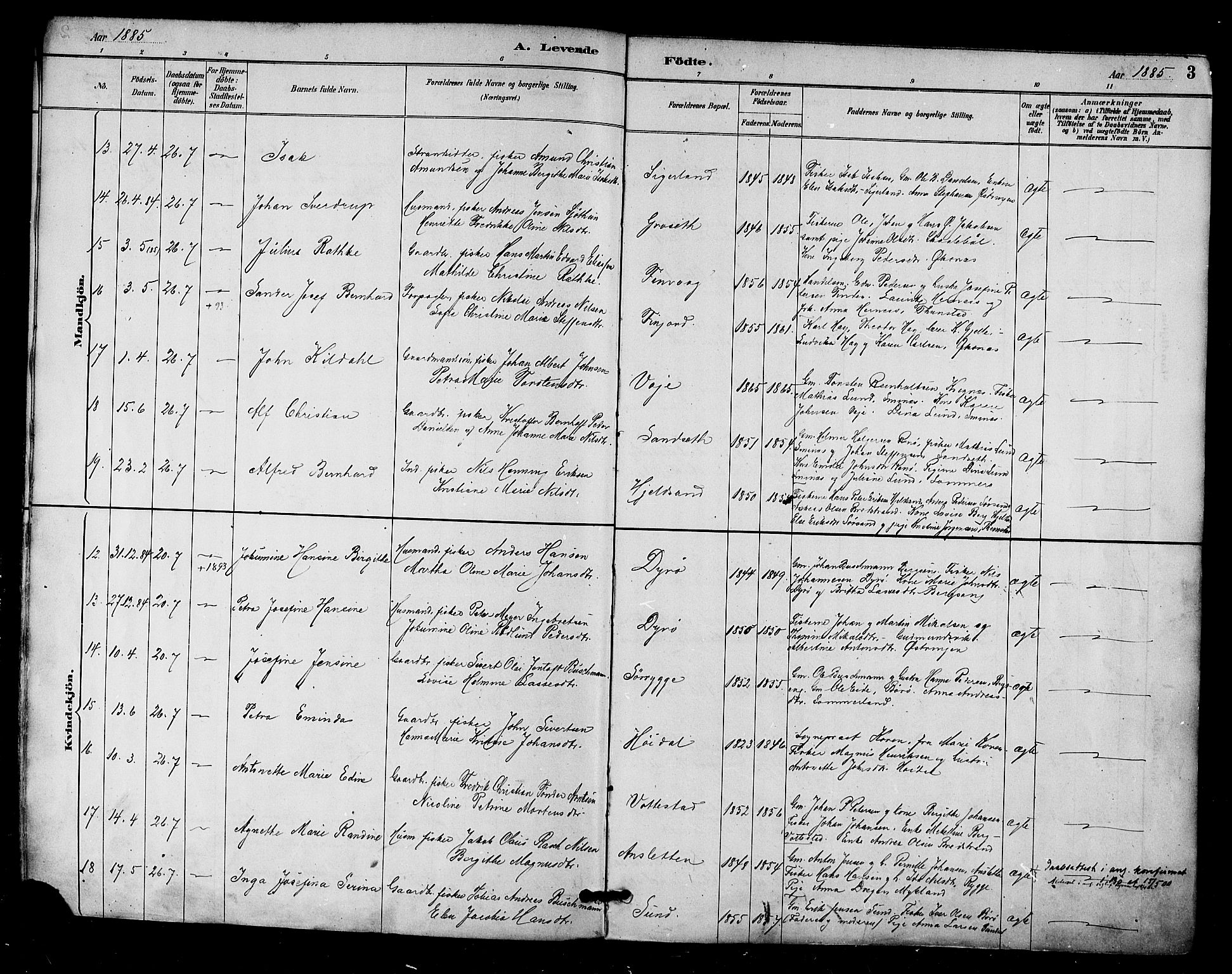 Ministerialprotokoller, klokkerbøker og fødselsregistre - Nordland, SAT/A-1459/893/L1337: Parish register (official) no. 893A09, 1885-1893, p. 3