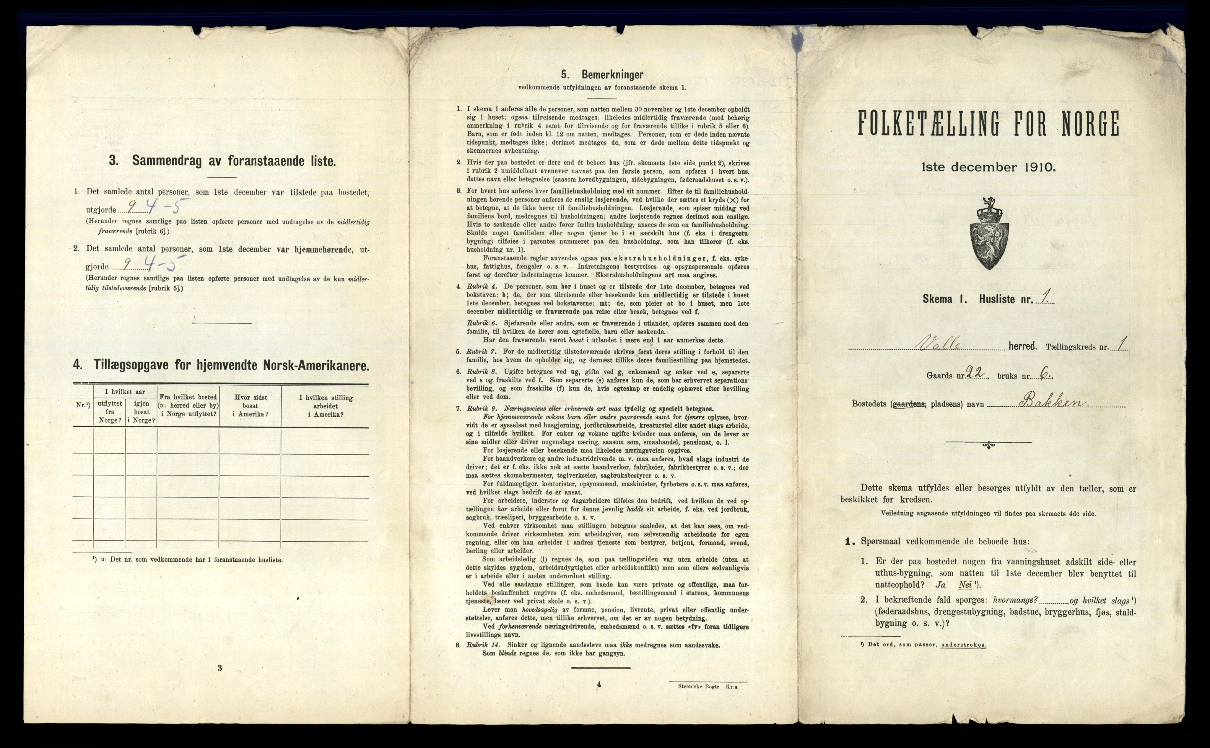 RA, 1910 census for Valle, 1910, p. 29