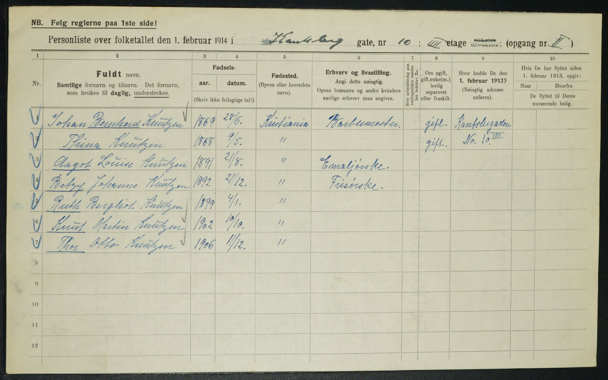 OBA, Municipal Census 1914 for Kristiania, 1914, p. 48098