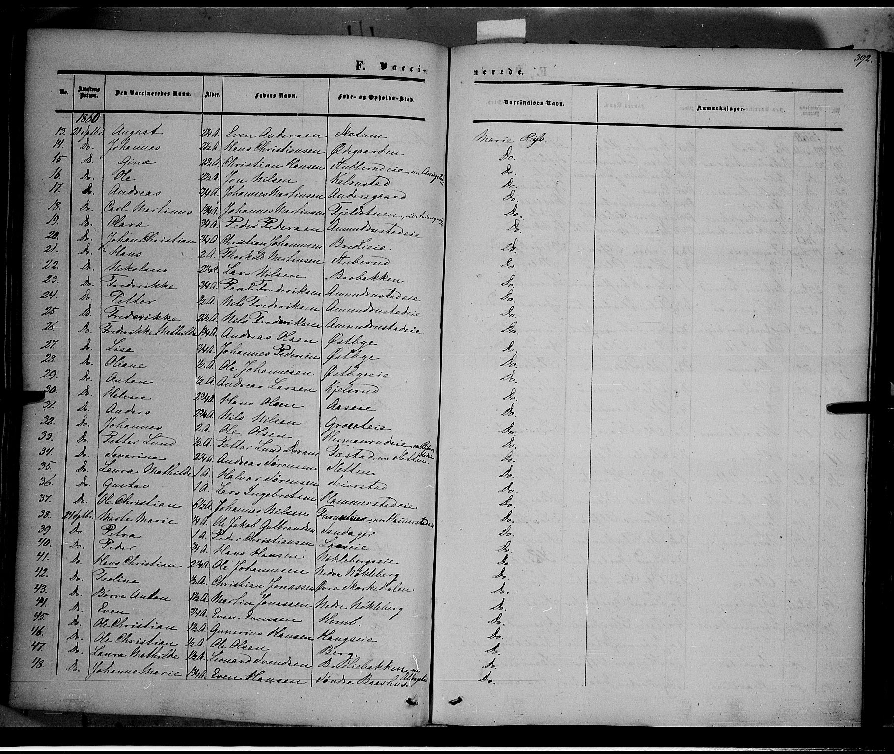 Østre Toten prestekontor, AV/SAH-PREST-104/H/Ha/Haa/L0004: Parish register (official) no. 4, 1857-1865, p. 392