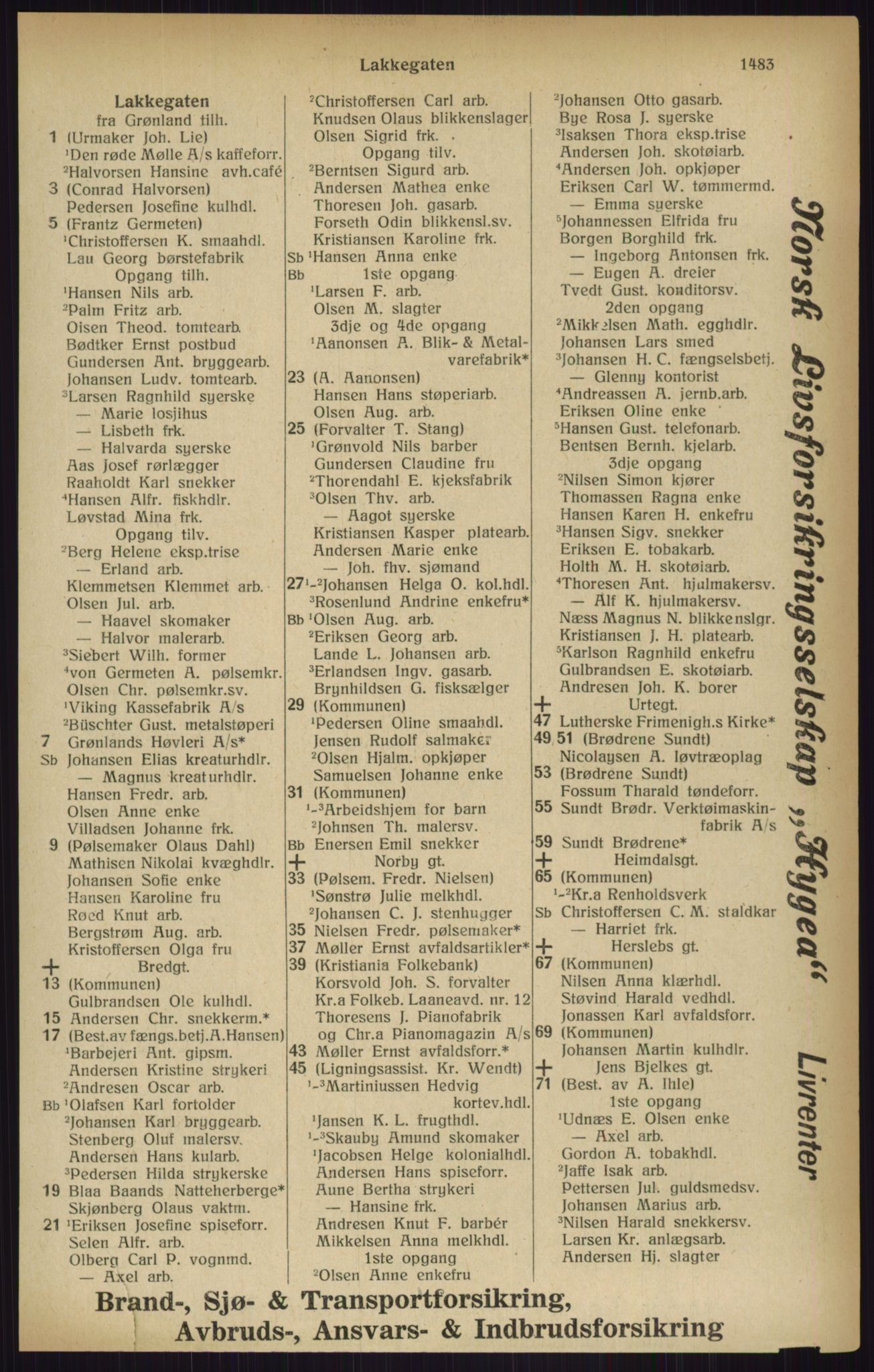 Kristiania/Oslo adressebok, PUBL/-, 1916, p. 1483