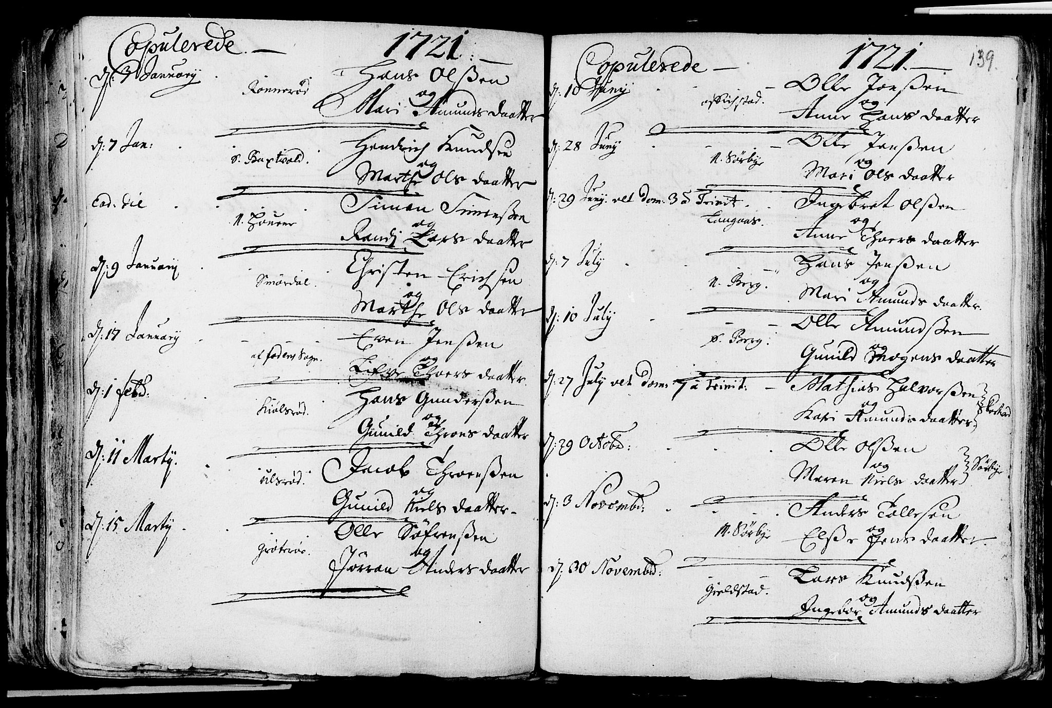 Våle kirkebøker, SAKO/A-334/F/Fa/L0002: Parish register (official) no. I 2, 1705-1732, p. 139