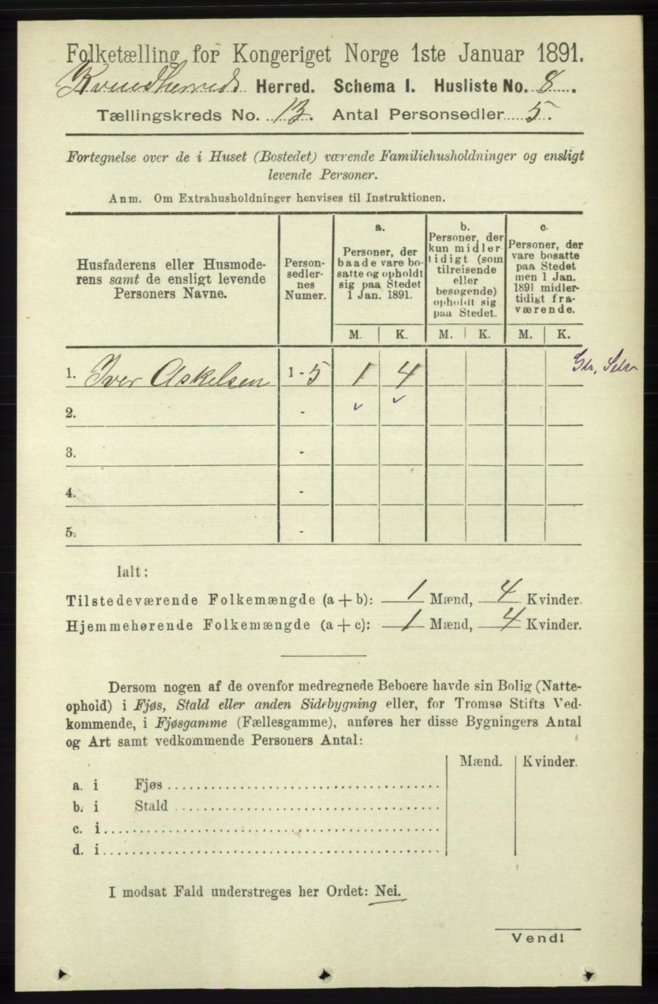 RA, 1891 census for 1224 Kvinnherad, 1891, p. 4213