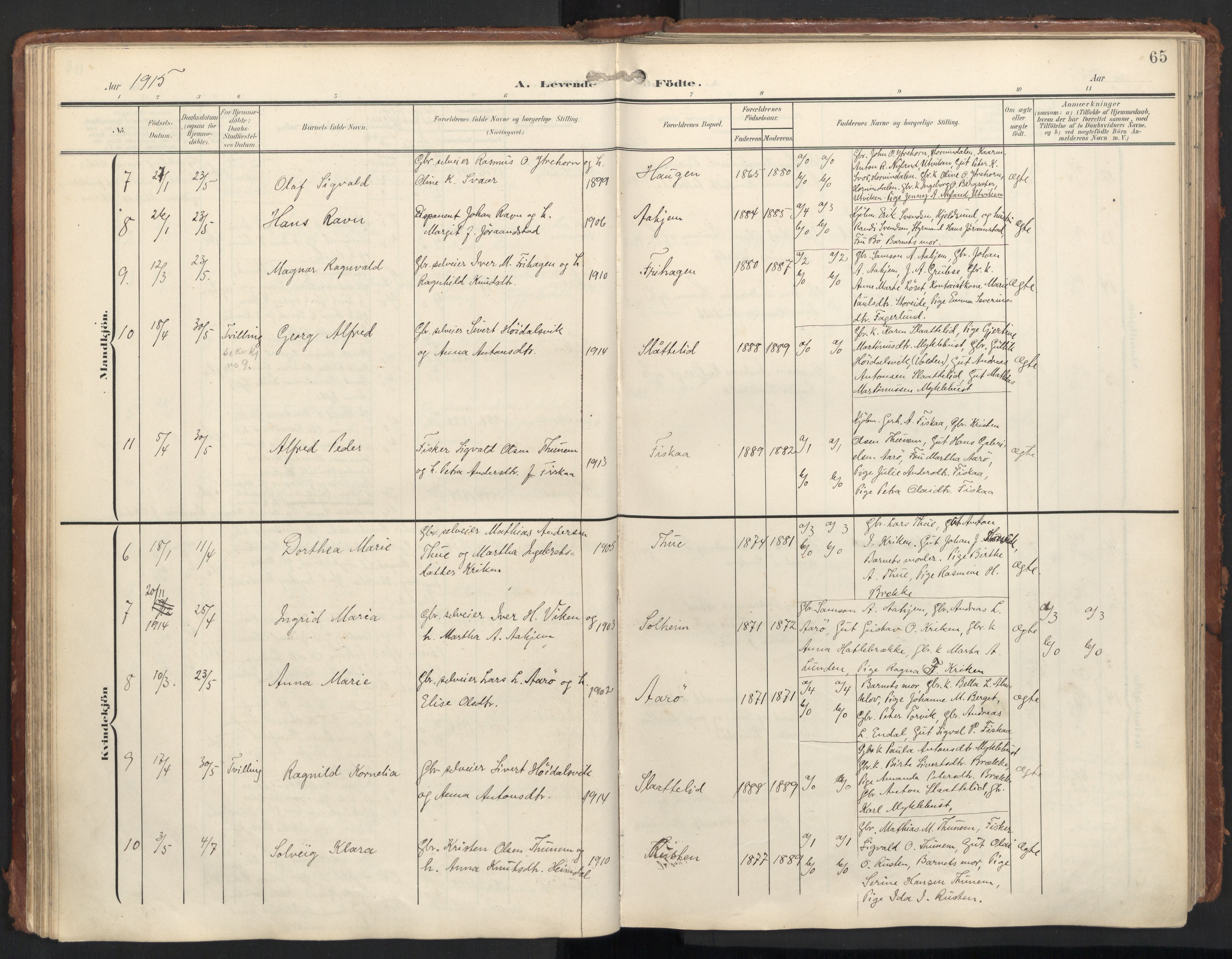 Ministerialprotokoller, klokkerbøker og fødselsregistre - Møre og Romsdal, AV/SAT-A-1454/501/L0011: Parish register (official) no. 501A11, 1902-1919, p. 65