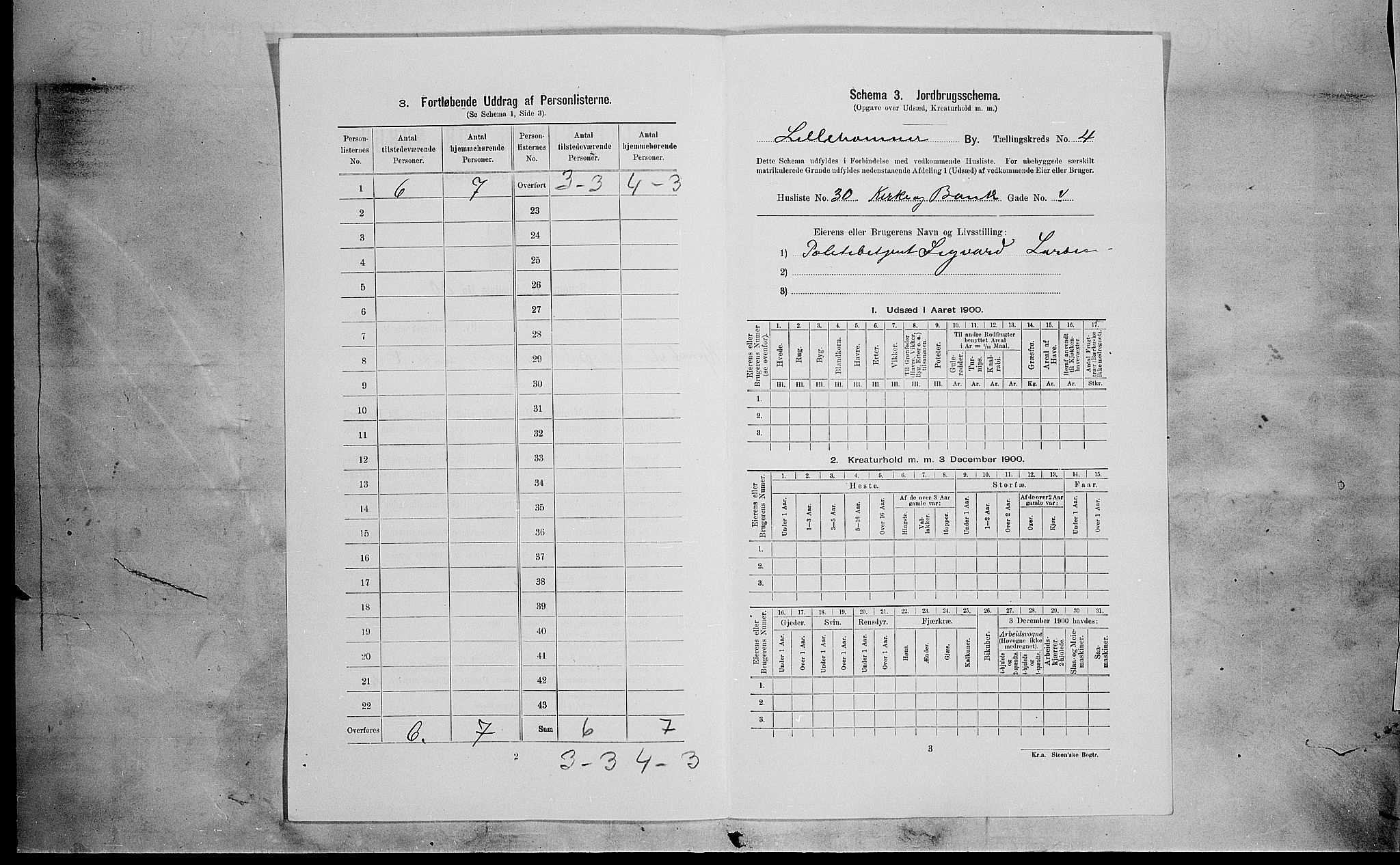 SAH, 1900 census for Lillehammer, 1900, p. 1329