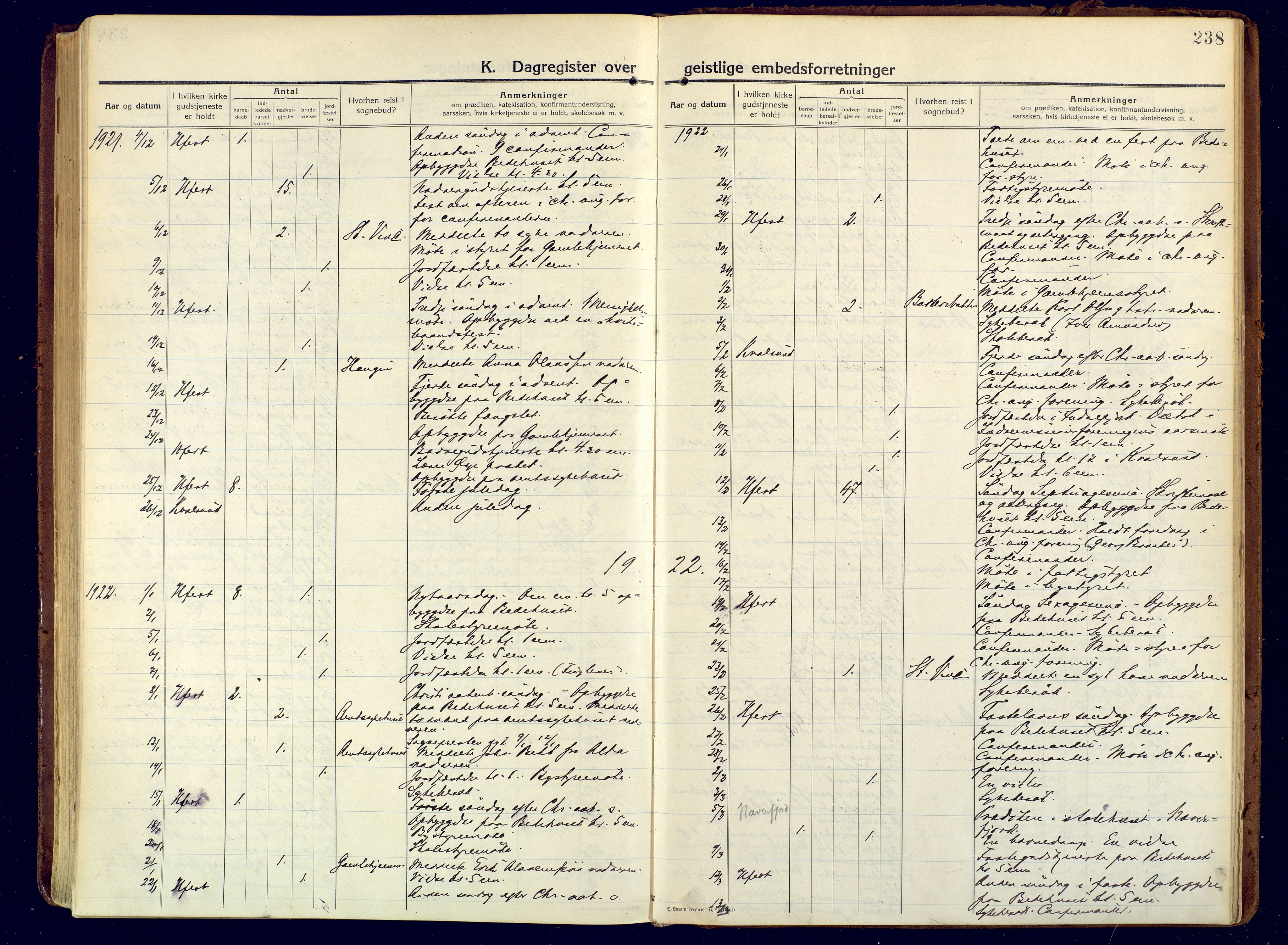 Hammerfest sokneprestkontor, SATØ/S-1347/H/Ha/L0015.kirke: Parish register (official) no. 15, 1916-1923, p. 238