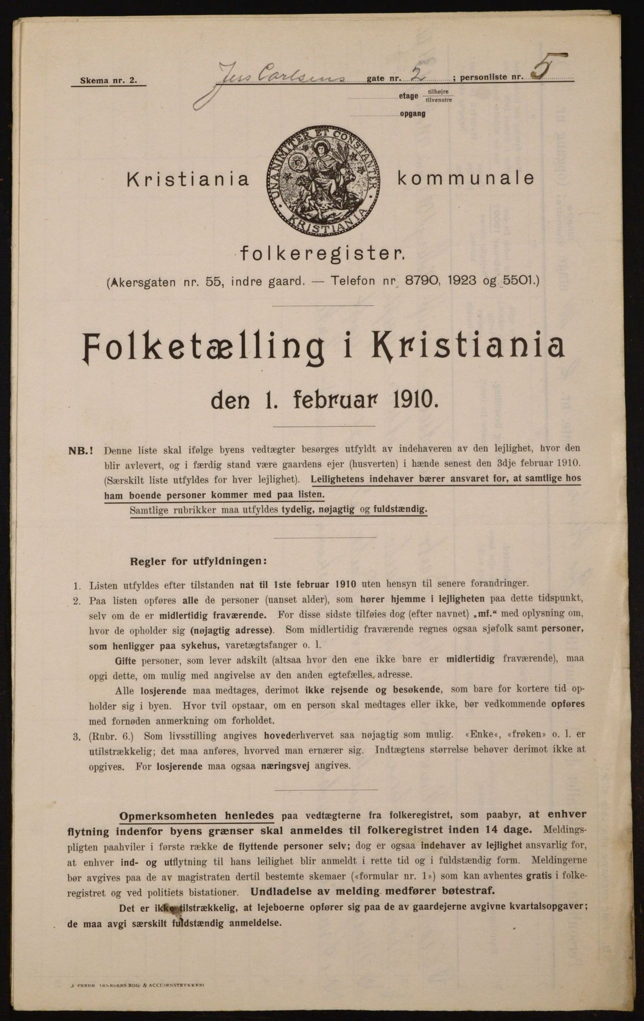 OBA, Municipal Census 1910 for Kristiania, 1910, p. 45665