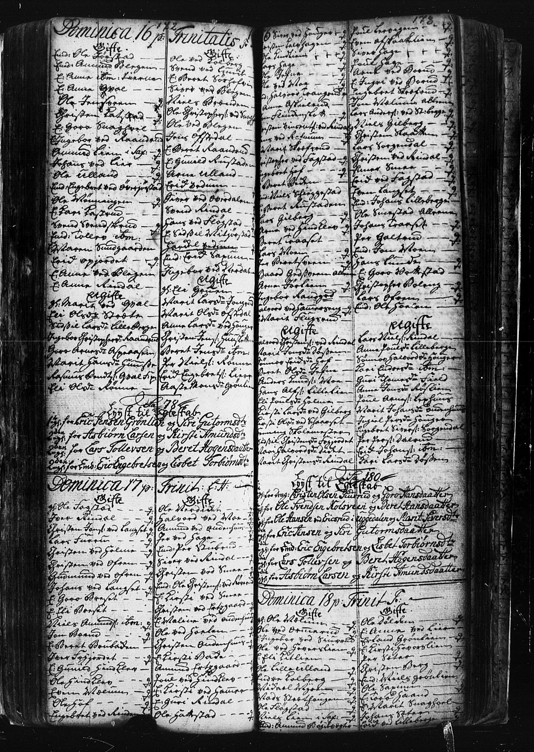 Fåberg prestekontor, SAH/PREST-086/H/Ha/Hab/L0001: Parish register (copy) no. 1, 1727-1767, p. 172-173