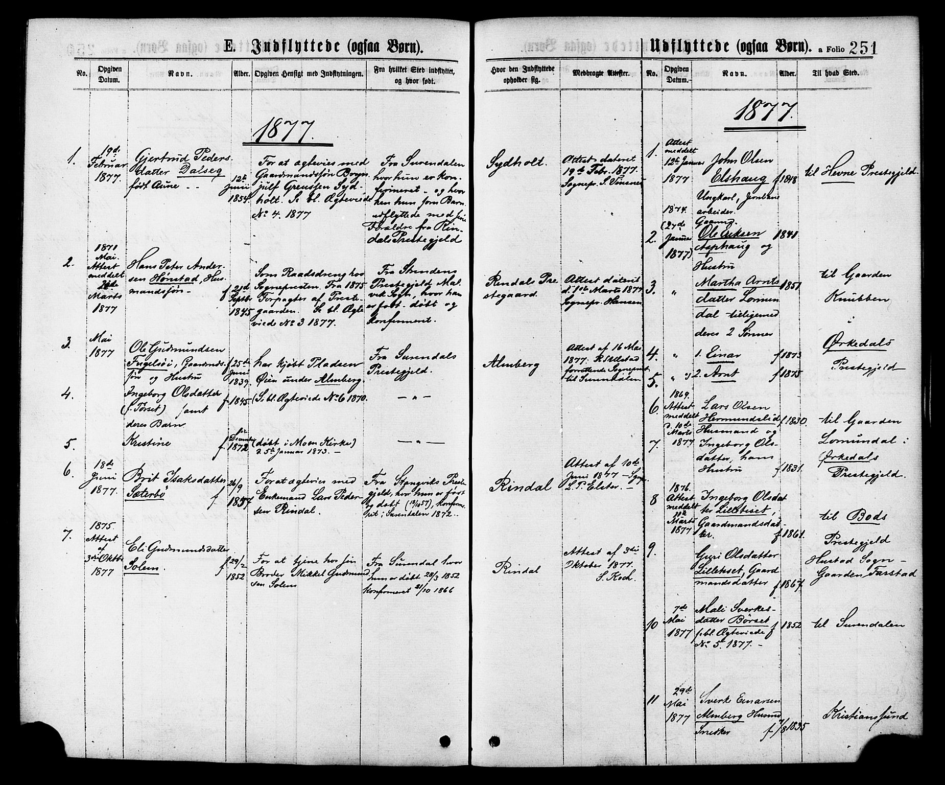 Ministerialprotokoller, klokkerbøker og fødselsregistre - Møre og Romsdal, AV/SAT-A-1454/598/L1068: Parish register (official) no. 598A02, 1872-1881, p. 251