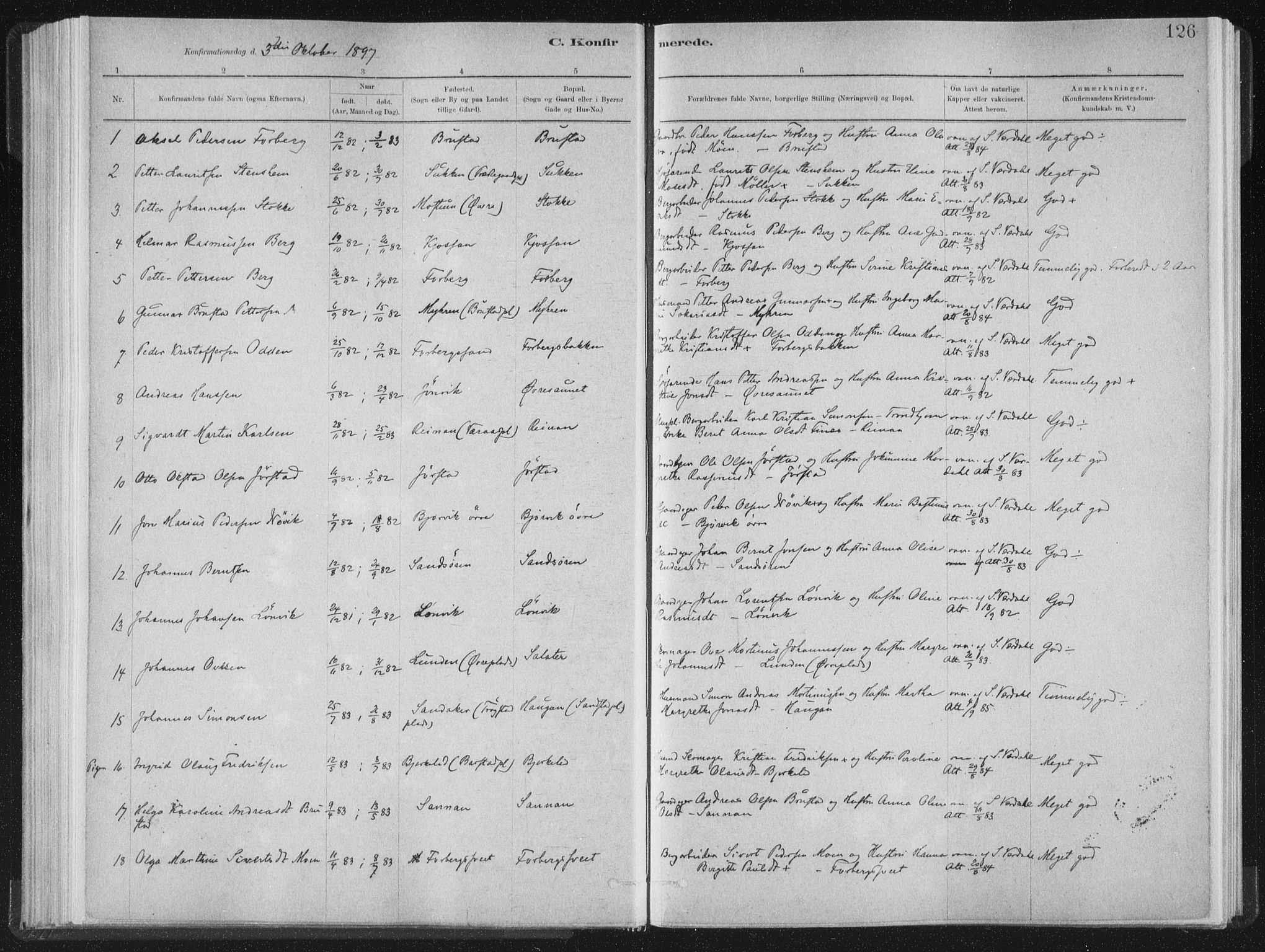 Ministerialprotokoller, klokkerbøker og fødselsregistre - Nord-Trøndelag, AV/SAT-A-1458/722/L0220: Parish register (official) no. 722A07, 1881-1908, p. 126