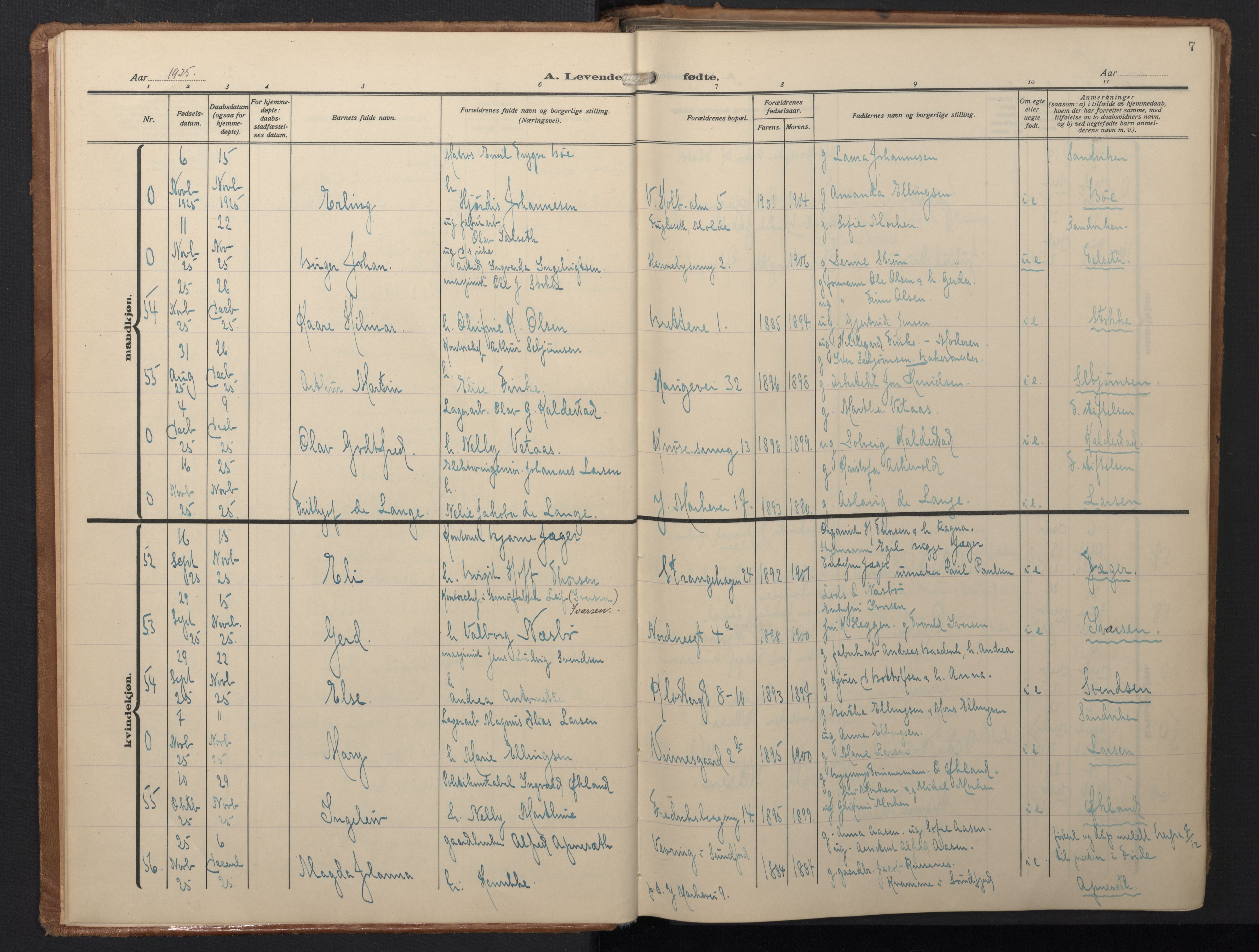 Nykirken Sokneprestembete, AV/SAB-A-77101/H/Hab: Parish register (copy) no. B 9, 1925-1948, p. 7